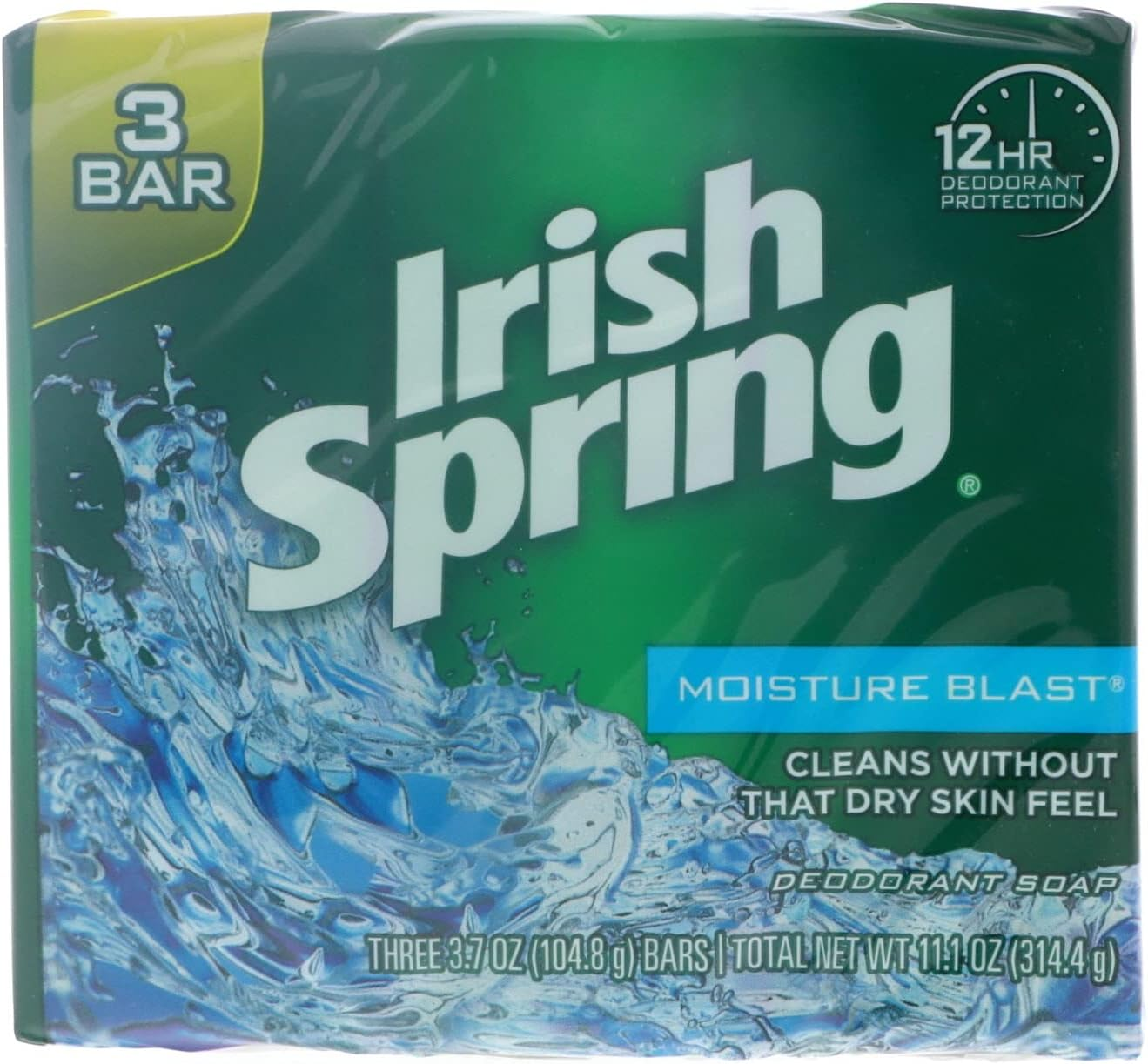 Irish Spring Moisture Blast Deodorant Bar Soap, 11.1 Oz Bars, 3 Each (Pack of 2) image number 3
