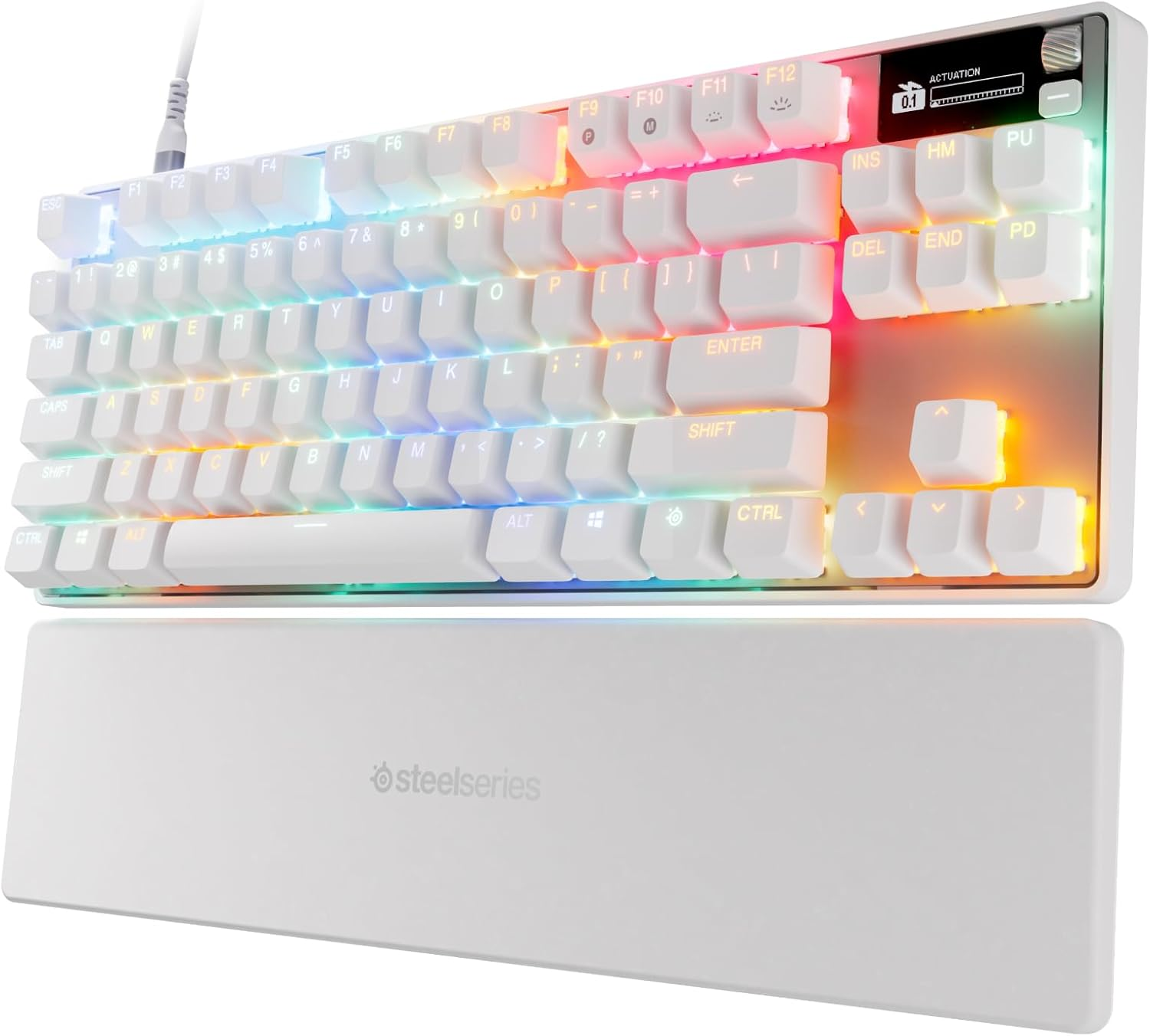 Steelseries Apex Pro TKL Gen 3 White - Hypermagnetic Gaming Keyboard - Adjustable Actuation - Rapid Trigger - Game-Ready Presets - Protection Mode - Rapid Tap/Socd - OLED - English Layout QWERTY image number 5