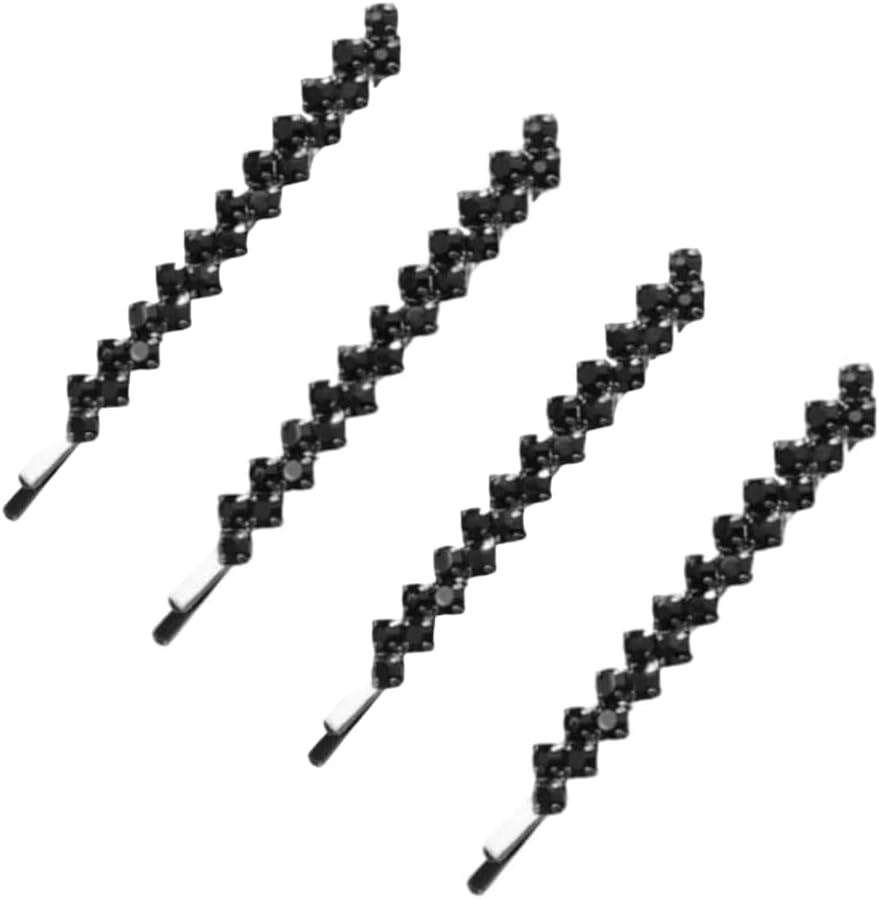 4 Pieces Rhinestone Bobby Pins Bling Crystal Metal Hair Clips Grips Slide Single Row Slim Diamante Rhinestone Bobby Pin for Brides Girls