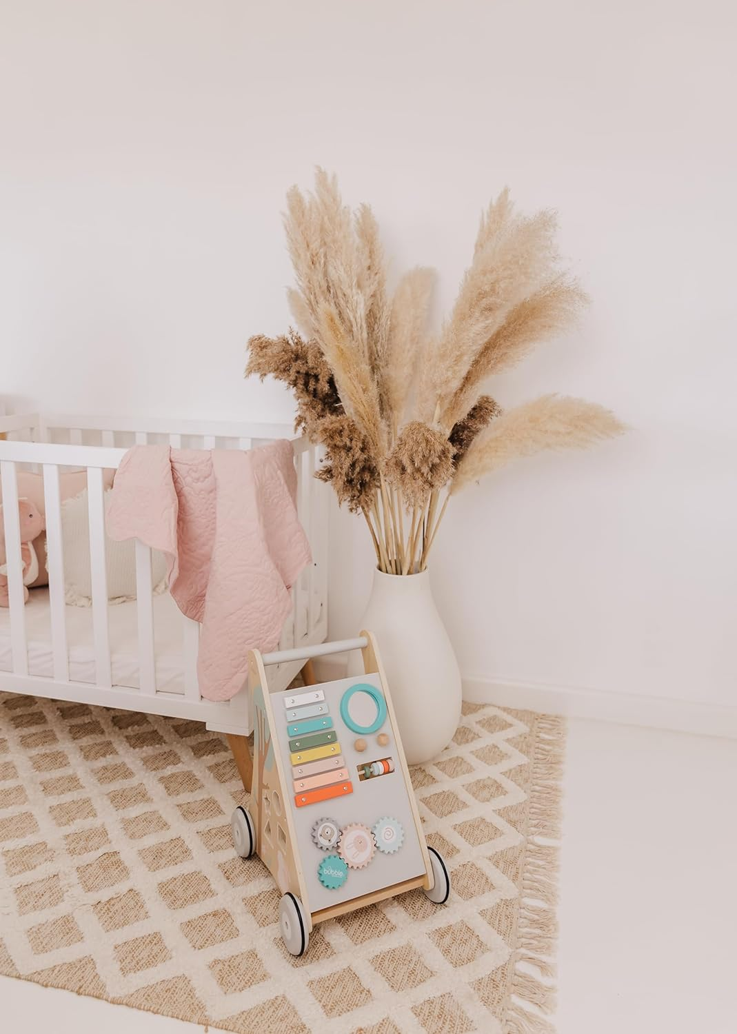 Wooden Baby Activity Walker for Toddlers 18+ Months - Push Walker with Shape Sorter, Bead Maze & Gears - Montessori Educational Toy for First Steps & Motor Skill Development