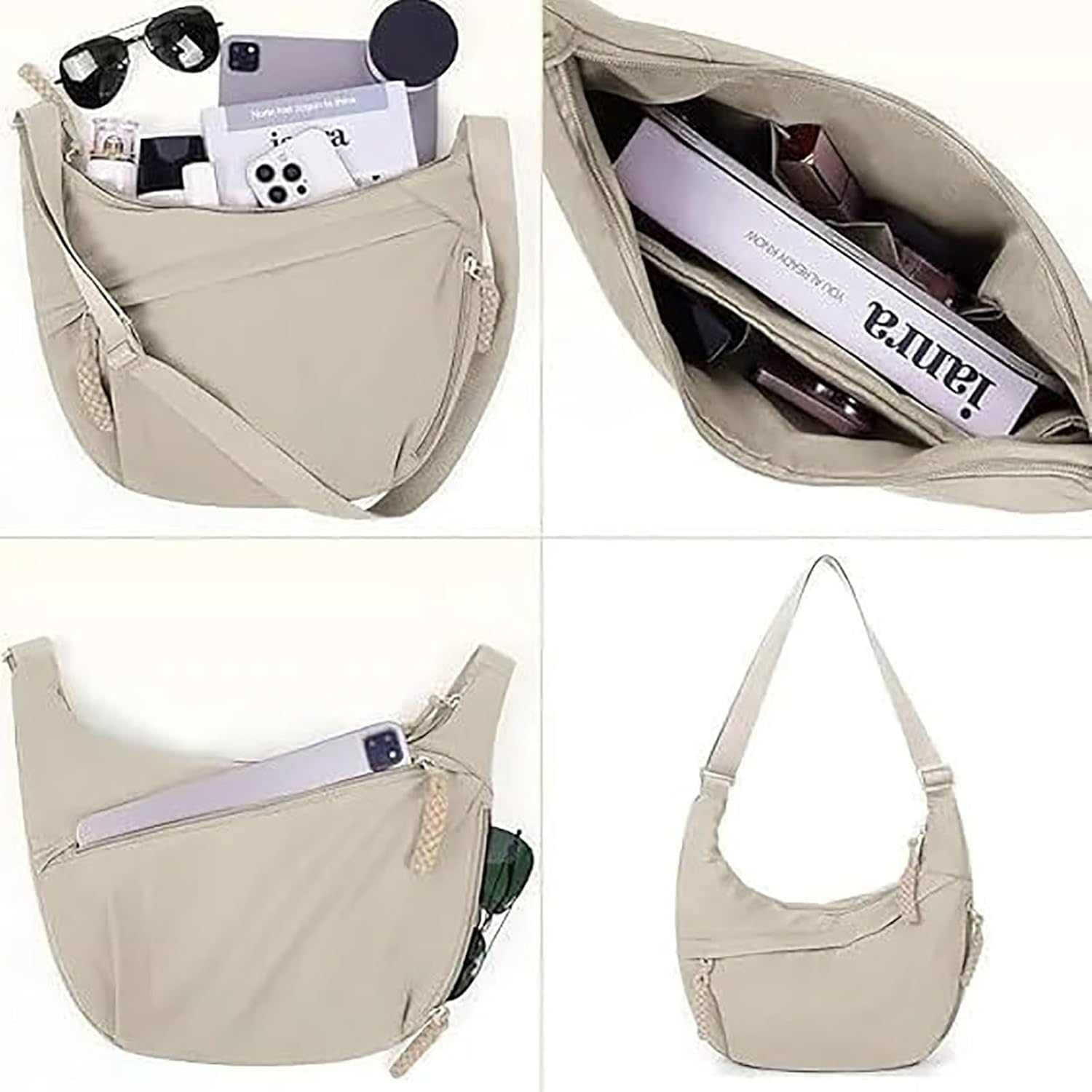 Regularlyk Crossbody Bag, Regularlyk Nylon Crossbodys Bag, Fashion Plain Color Nylons Crossbody Bags, Nylon Crescent Bags Crossbody for Women, Large Capacity, Suitable for Daily Use and Travel image number 6