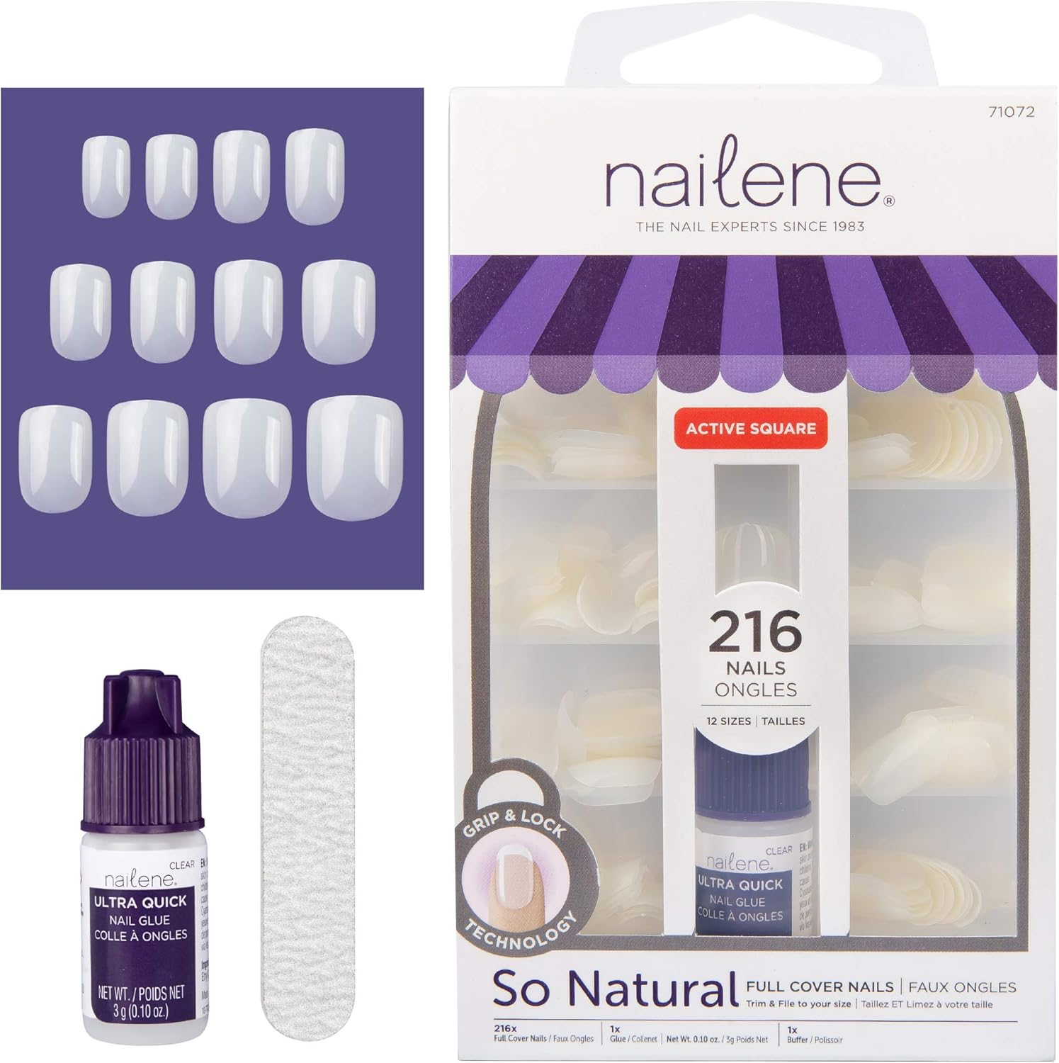 Nailene so Natural Full Cover Undecorated Nails and Tips (Pack of 216) image number 2