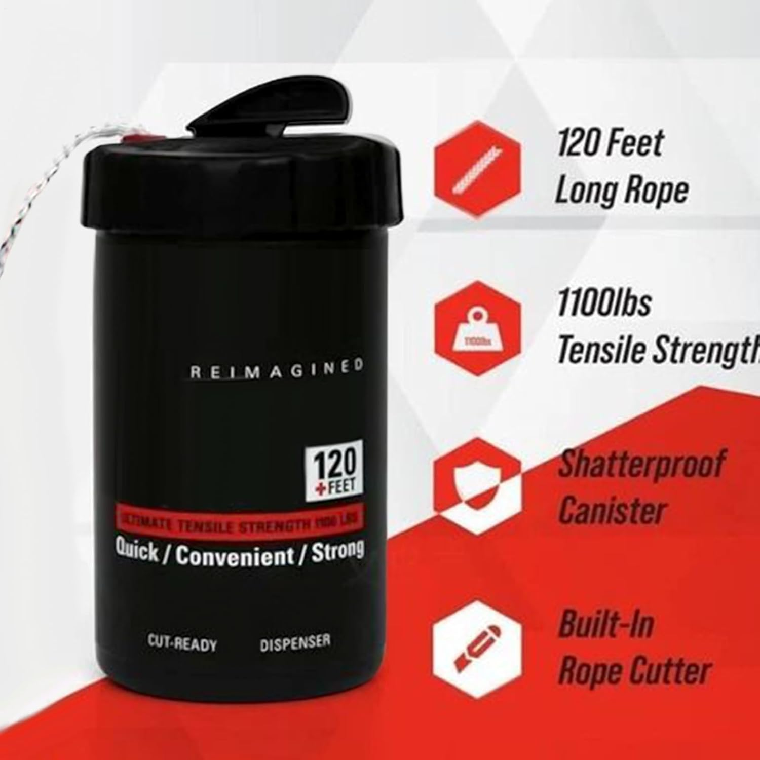 Rope Canister Dispenser, Refillable Rope Storage Case, Portable Twine Organizer Tool, 15X8Cm Quick-Access Cord Container, for Camping, Hiking, Crafting, Outdoor Wrapping Tasks image number 2