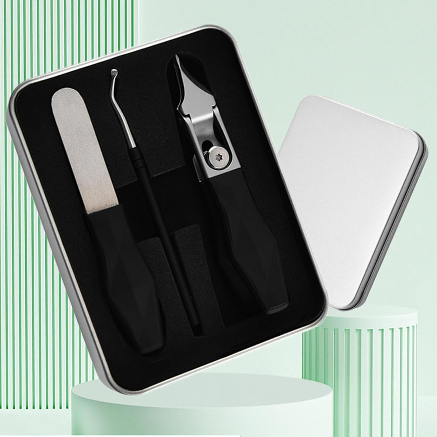 Fingernail Clipper,Wide Jaw Opening Anti-Splash Angled Toenail Cutter | 1 Set Anti-Splash Slanted Trimmer Cuticle Tool for Thick Ingrown Beauty Manicure Men Women Seniors Children image number 1