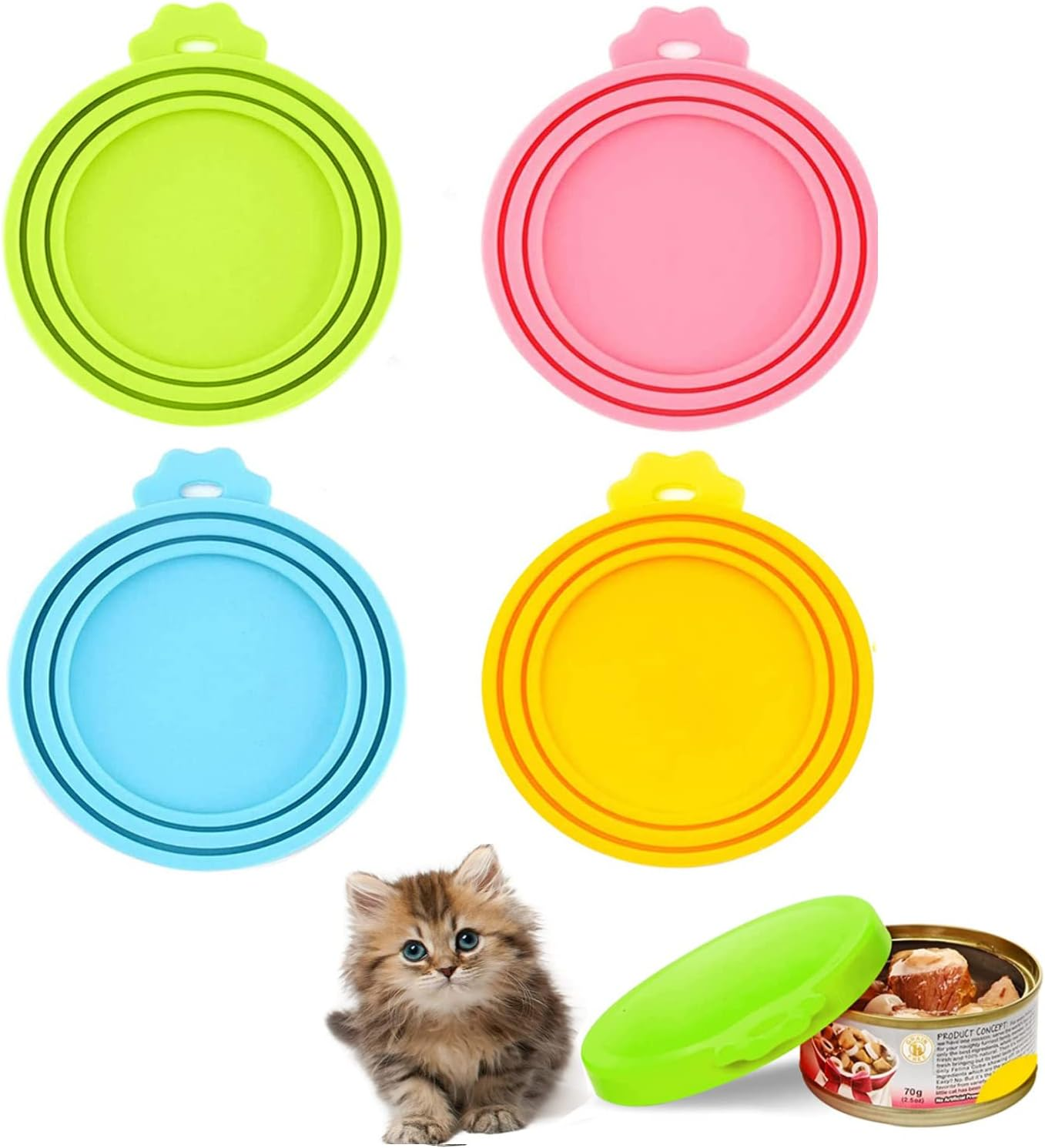 4 Pcs Tin Can Lids Pet Feeding Can Covers Universal Silicone Dog Food Can Lids Standard Size for Cat Dog Can Tops Pet Food Sealing image number 2