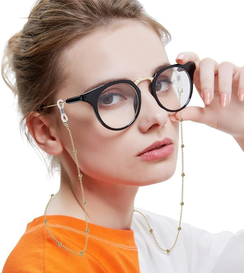 Eyeglass Chains for Women, Premium Beaded Eyeglass Necklace Chain Cord, Eye Glasses String Holder Set of 2