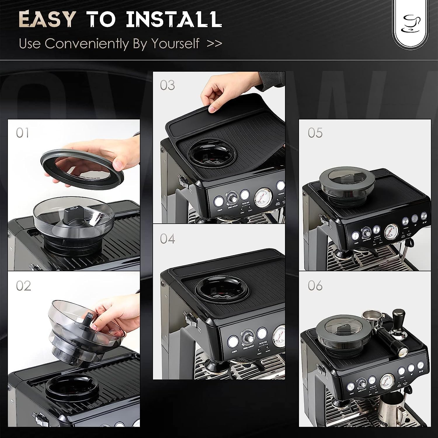 Silicone Coffee Machine Pad, Food-Grade Coffee Top Cover Mat Compatible with Breville 870/880 Coffee Machine, Waterproof Heat Resistant Non-Slip Silica Gel Pad Coffee Maker Accessory (Black) - Black image number 4