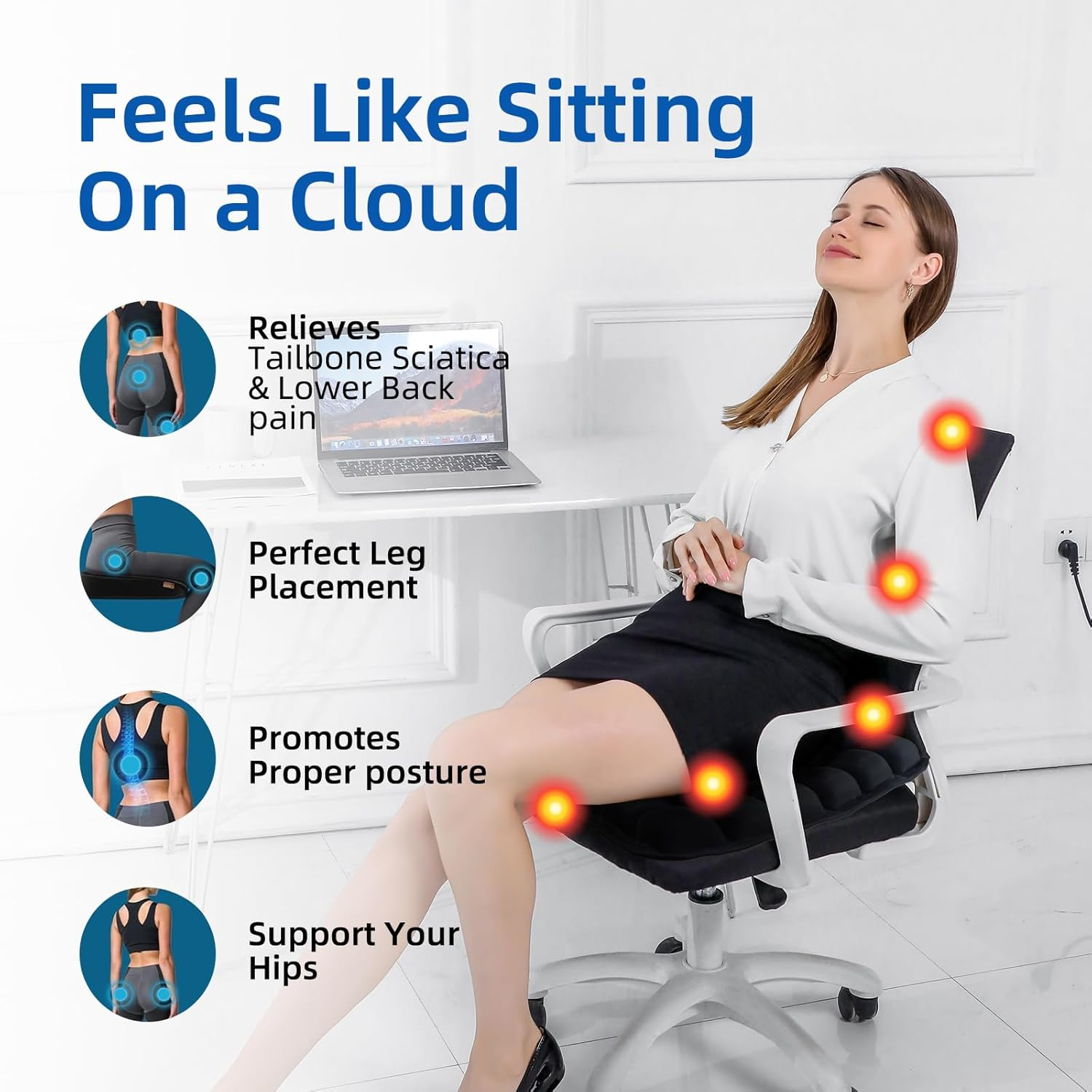 Single Room Humidifiers for Sciatica Tailbone Pain Relief, Ergonomic Office Chair Cushion with Memory Foam, Heightening Car Accessories for Relieve Pain of Back image number 3