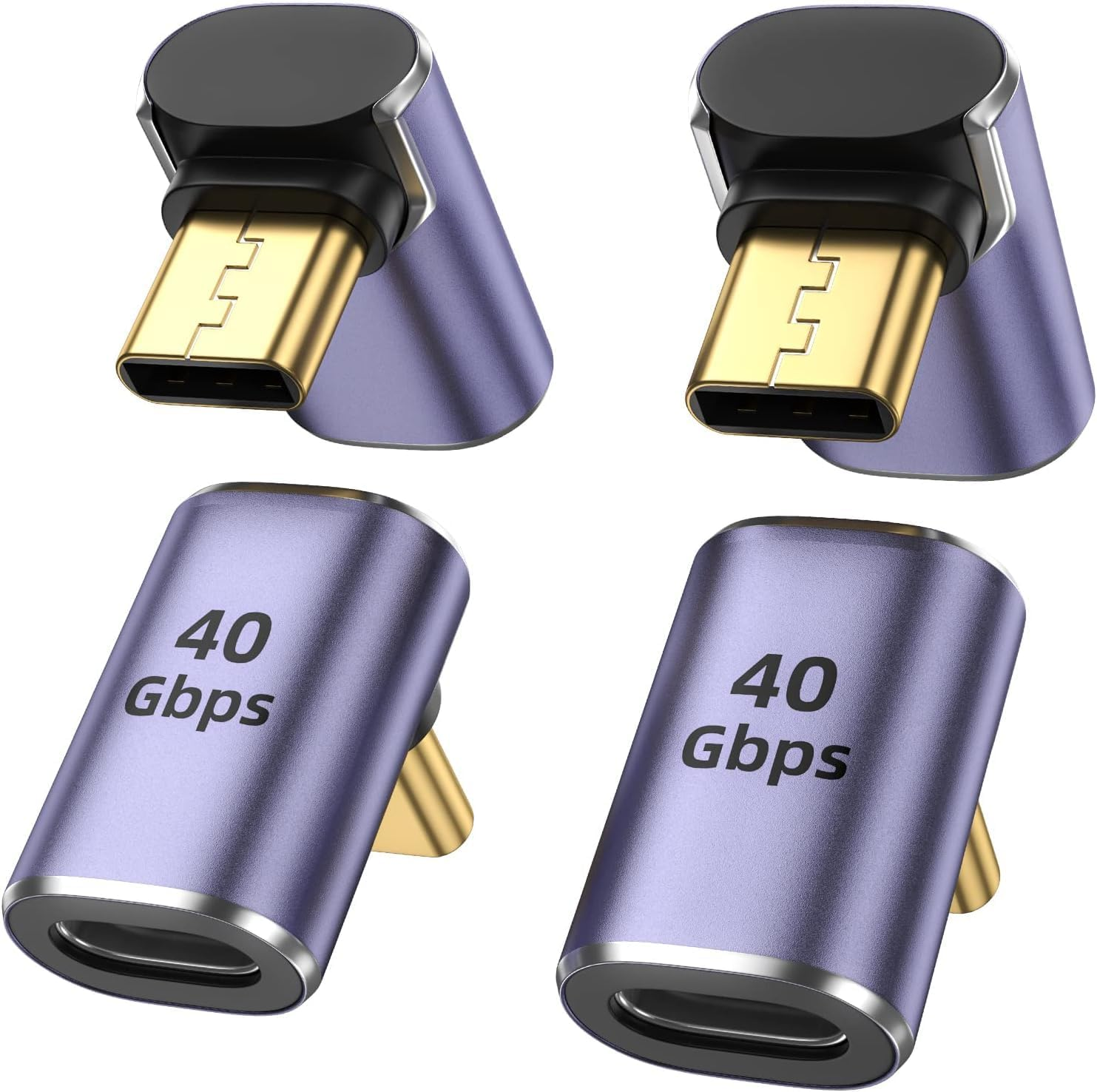 USB C Adapter (4 Pack), USB C to USB C Right Angle Adapter Support up to 40 Gbps Data, 100W PD, 8K 60Hz Video Compatible for Thunderbolt 4 Macbook Pro/Air, Steam Deck, Switch, VR & More USB C Devices image number 3