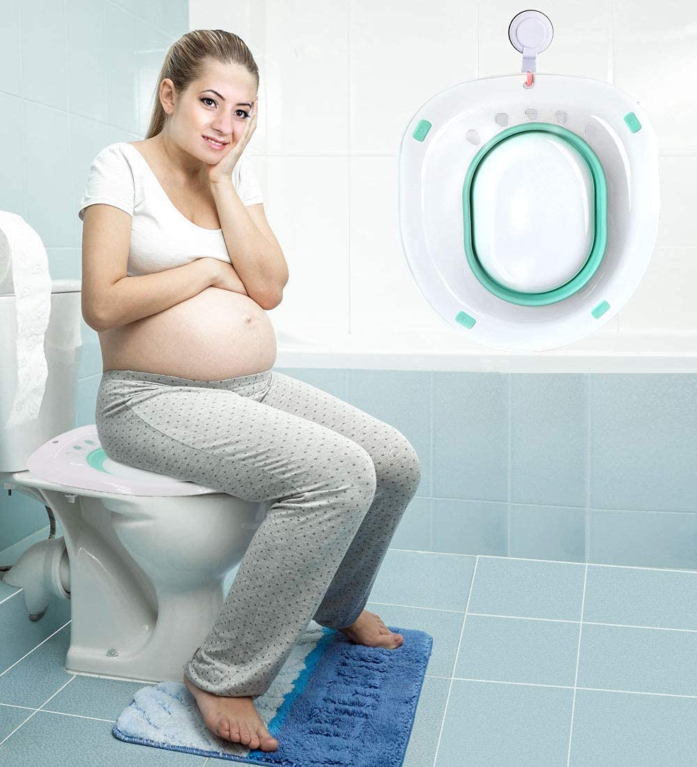 Sitz Bath for Toilet Portable Sitz Bath Basin for Hemorrhoids Treatment Postpartum Care Pregnant Women Perineal Episiotomy Soak Relief and Elderly Fits Standard Toilets and Commode Chair