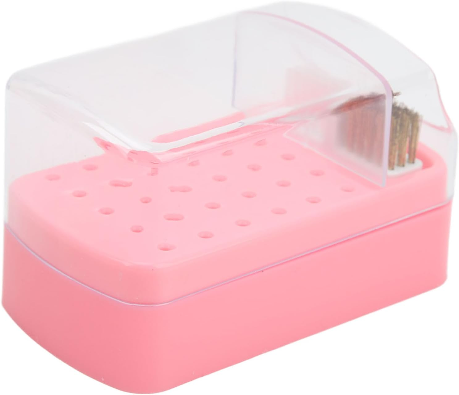 Nail Drill Bit Cleaner Holder, Space Saving 30 Holes Nail Drill Bit Cleaning Brush Holder, Compact Dustproof for Home Nail Technician (Pink) image number 3