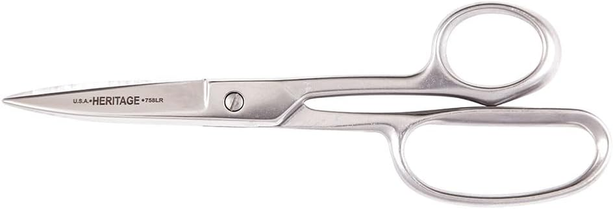 Klein Tools G758LR Scissors, Made in USA, Straight Trimmer with Large Ring for Cutting Fabric, Rubber, Light Metal, More, 9-Inch