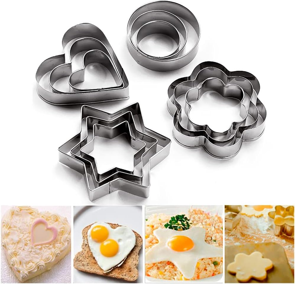 12-Piece Stainless Steel Cookie Cutter, Cartoon Baking Mold, Vegetable and Fruit Biscuit Mold Set Suitable for Kitchen Baking, Halloween, Christmas image number 5