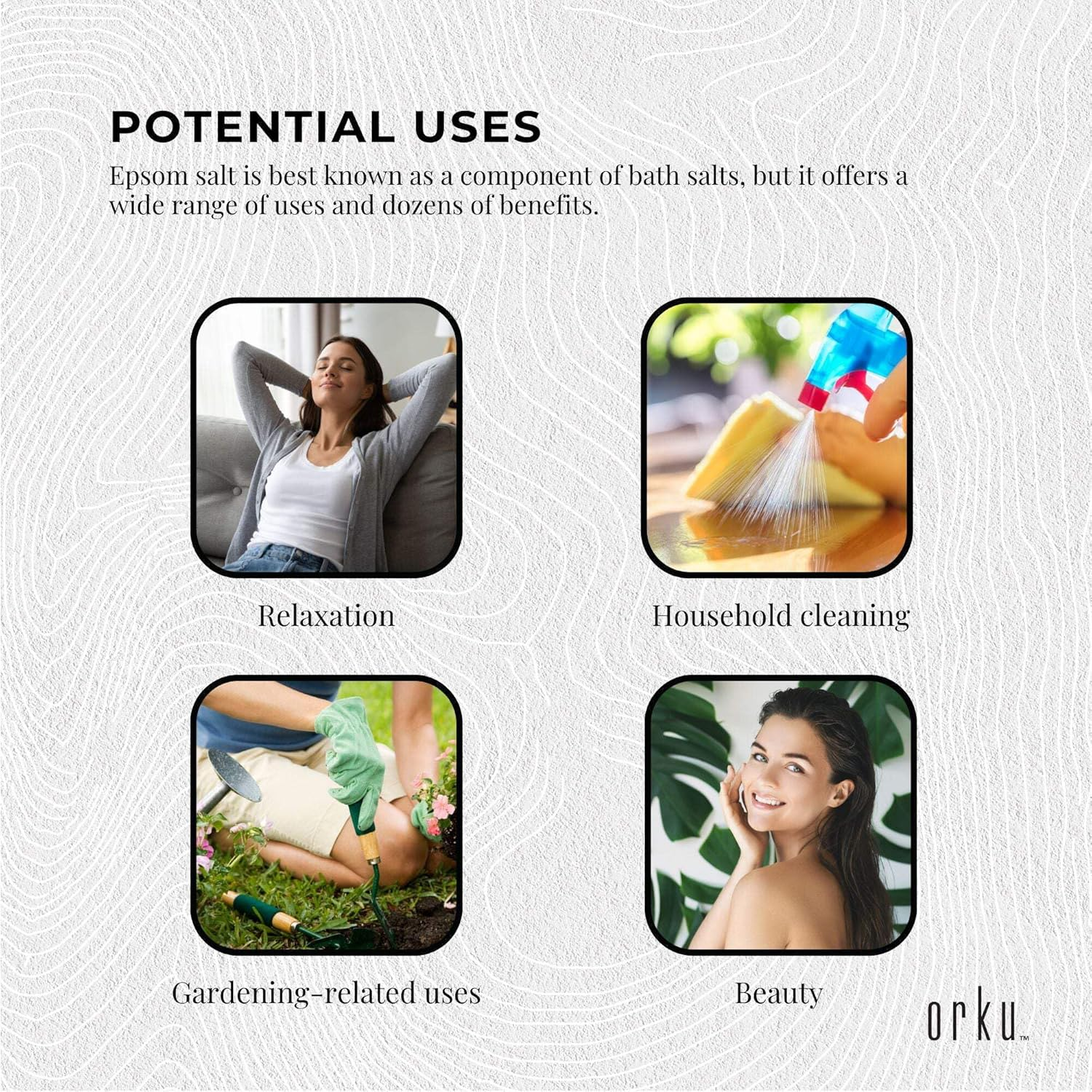 Orku 20Kg Epsom Salt - USP Grade Magnesium Sulfate Body Bath Salts image number 3
