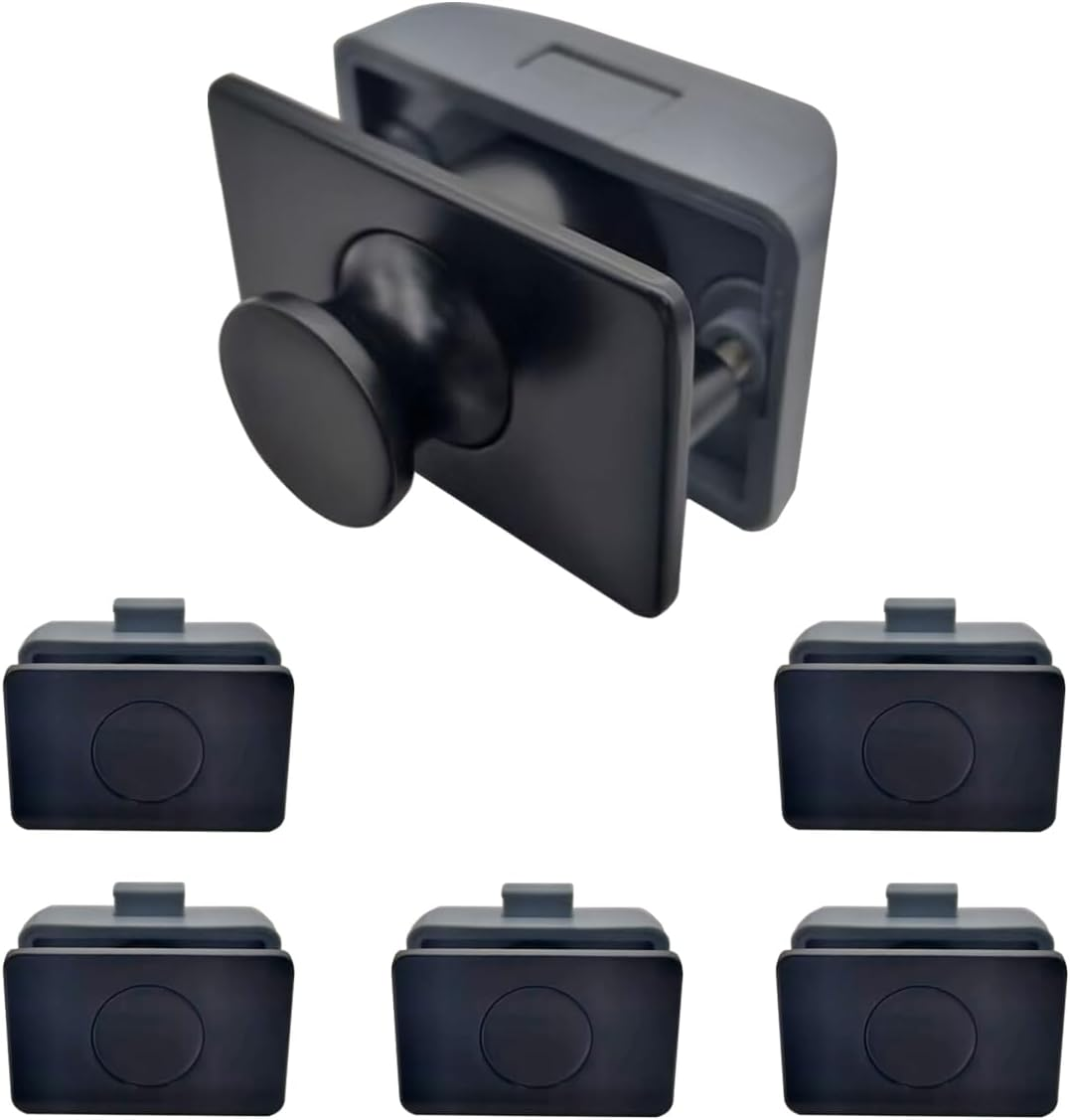 6 Packs PUROCEAN Metal Push Button Latch Square RV Push Button Catch (Black)