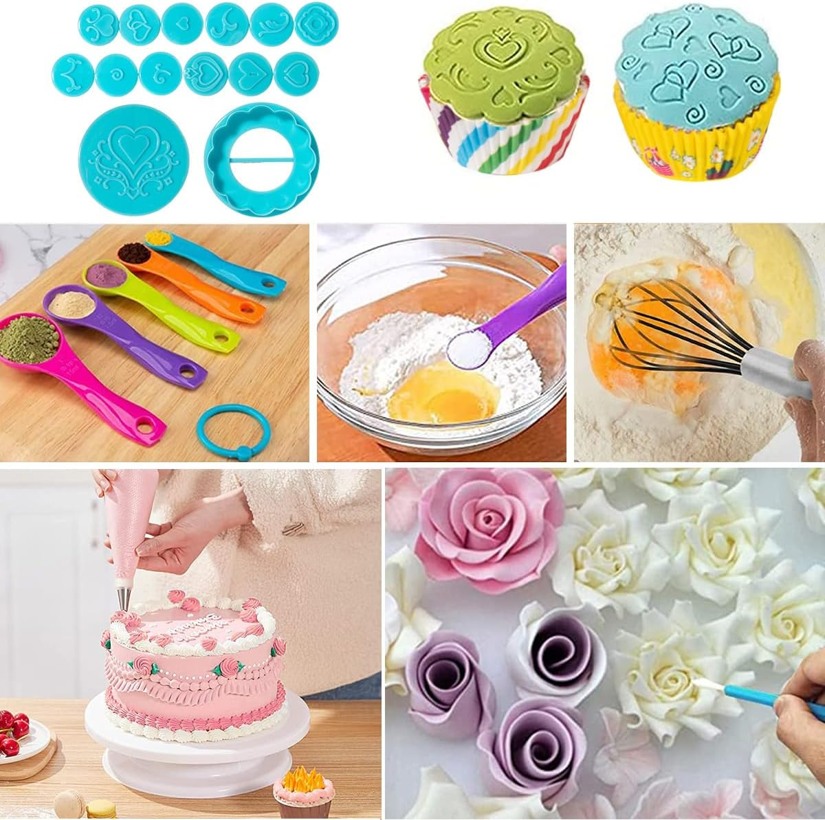 Cake Decorating Turntable, Gyvazla Cake Decorating Equipment, Cupcake Decorating Kit Supplies Rotating Turntable, Coupler, Frosting, Piping Bags and Tips Set, Icing Spatula, Pastry Tool, Cake Scrapers image number 2