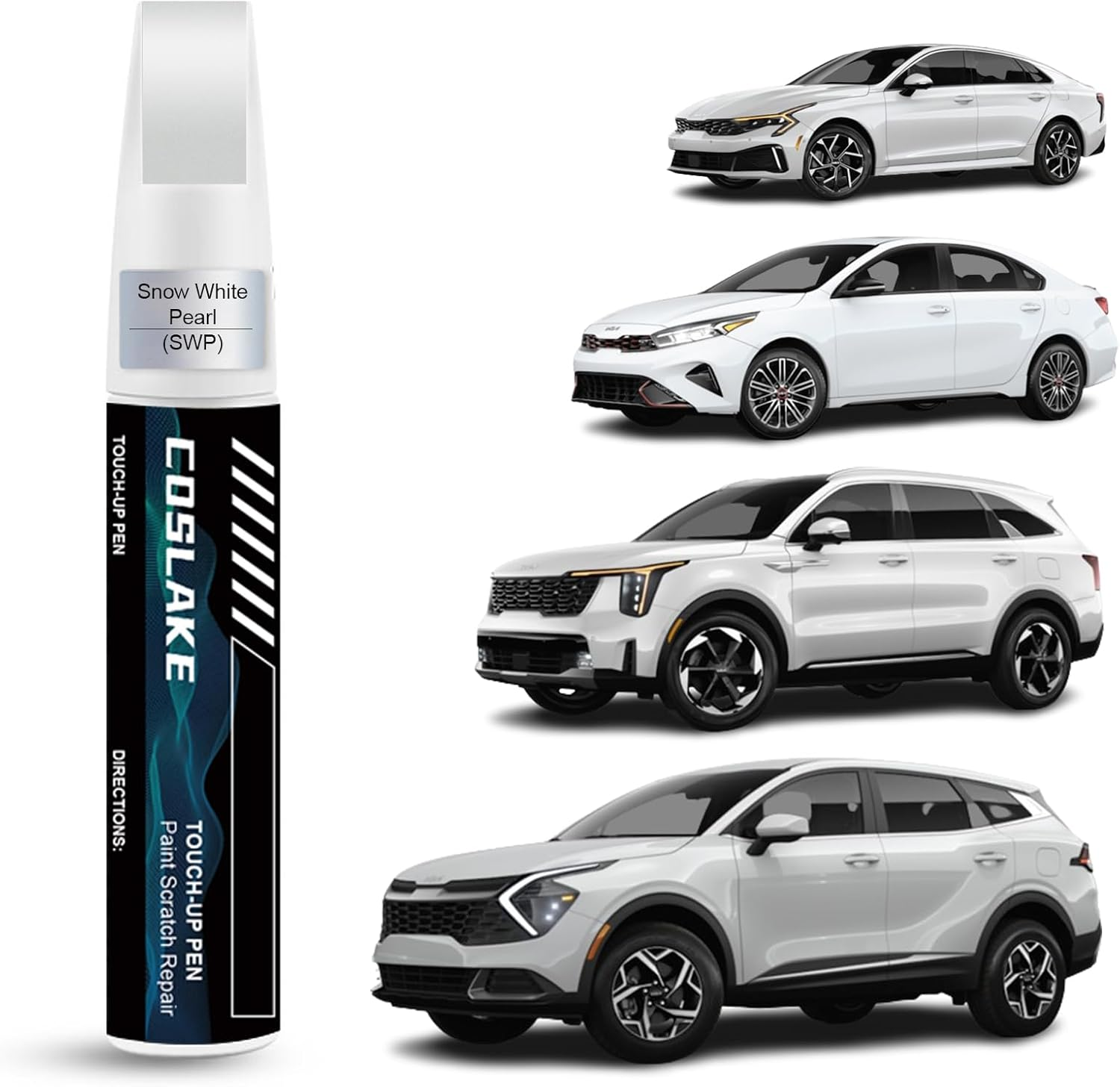 Car Touch up Paint(Snow White Pearl(Swp)) for Kia, Car Paint Scratch Repair Kit, Quick & Easy Solution to Repair, 2 in 1 Scratch Remover Pen with Color-Matched image number 2