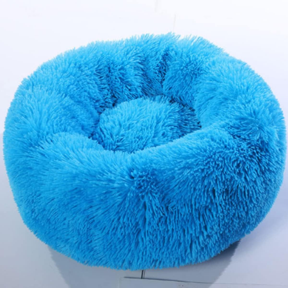 Calming Dog Bed Cat Bed, Washable round Dog Bed Anti-Slip Fluffy Faux Plush Donut Cuddler Cat Bed for Small Medium Large Dogs - Waterproof Bottom Diameter39In
