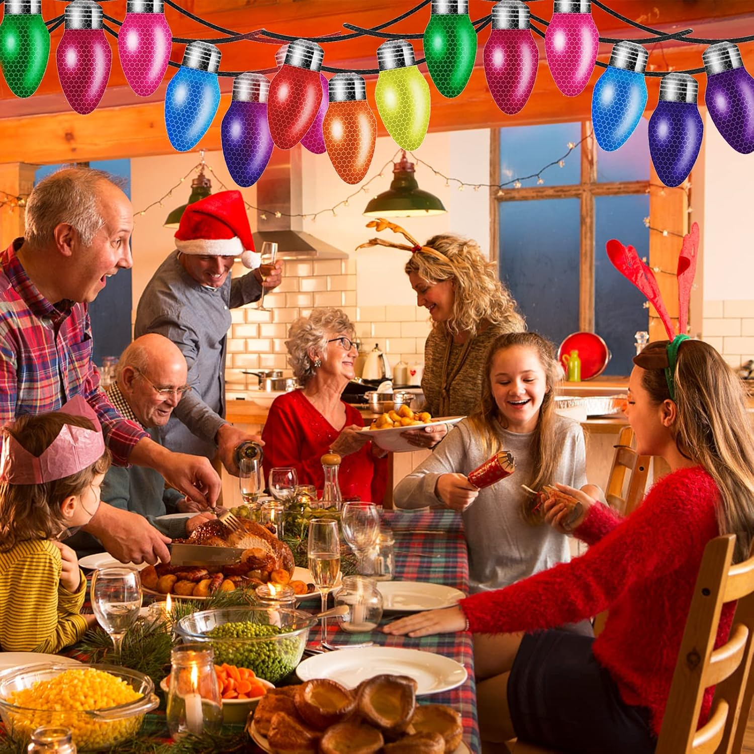 Christmas Car Magnets Lights Stickers, Reflective Car Magnet, Christmas Lights Bulb Magnet Set, Christmas Reflective Car Magnets Set for Xmas Holiday Birthday Cars Mailbox Window Decoration image number 2