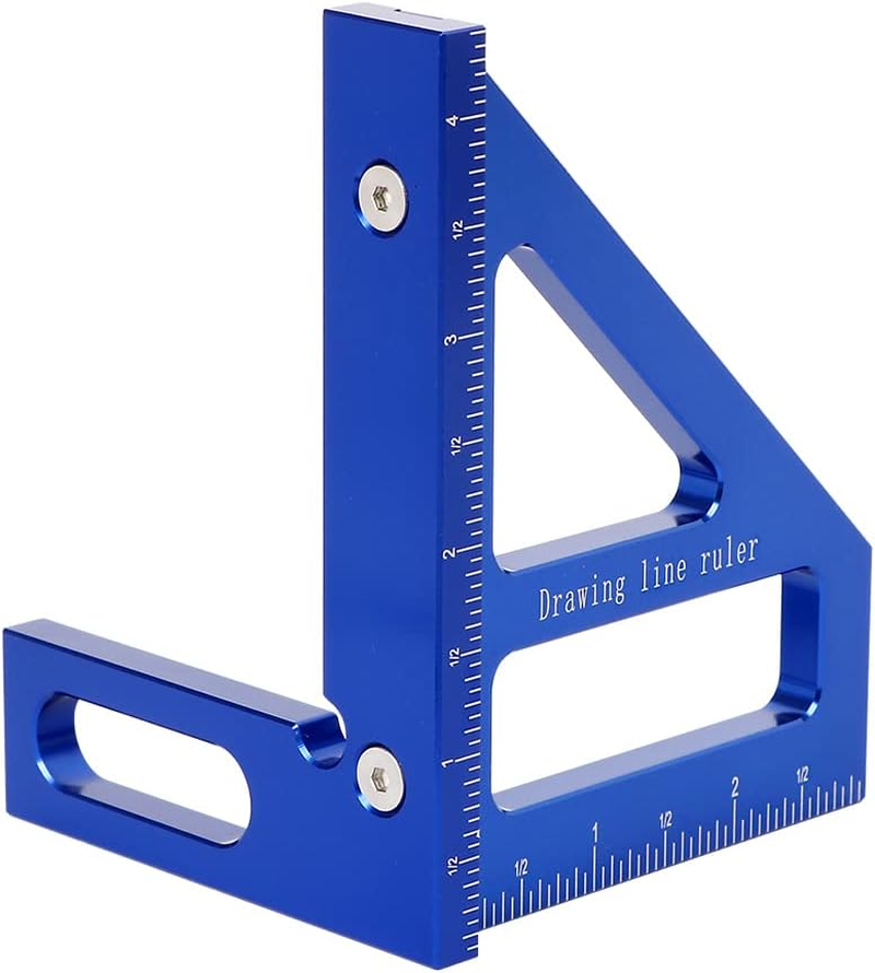 3D Multi-Angle Measuring Ruler, 45/90 Degree Aluminum Alloy Woodworking Square Protractor, Drawing Line Miter Triangle, High Precision Layout Tool for Engineer Carpenter