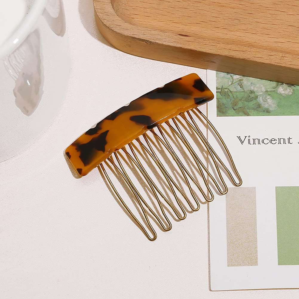 Luzen 6Pcs Acetate Exquisite Hair Side Combs - Small Seven-Tooth Hair Decorative Bangs Comb Pin Headpiece - Fashion Styling Accessories for Women & Girls - Multicolor image number 1