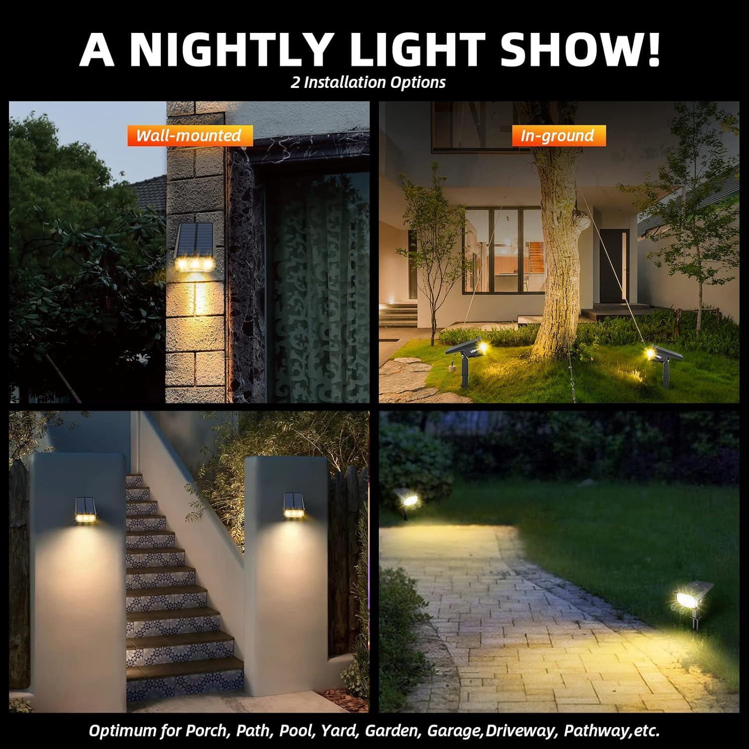 3 Brightness Modes Solar Outdoor Lights with Super Bright 40Leds, 360 Adjustable Lighting Angle, USB Charging, Longer Working Time, Waterproof, Patio, Porch, Driveway image number 3