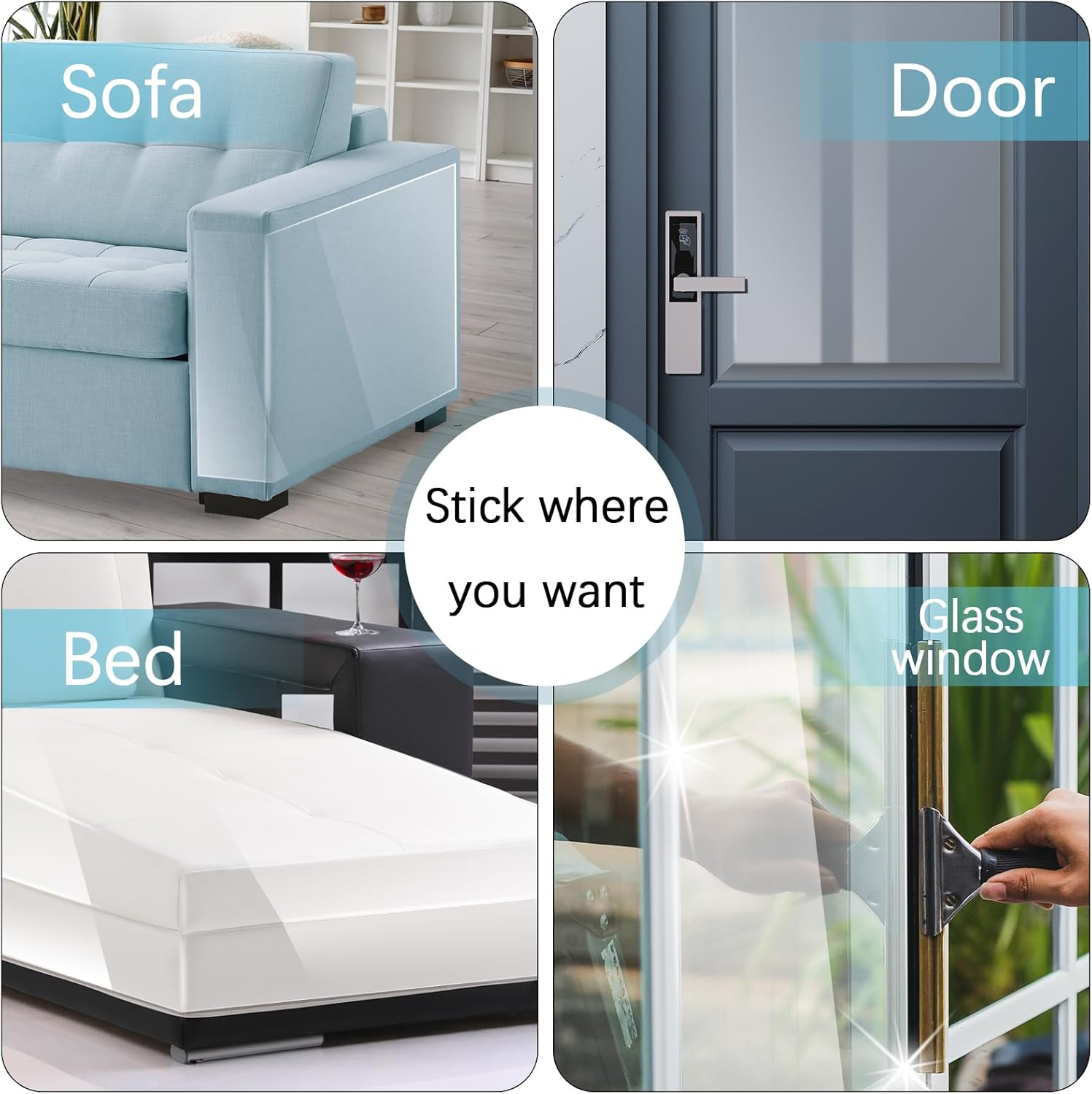 Hejo Door Protector from Dog Scratching, 20Cm&times;3M Door Scratch Protector, Clear anti Cat Scratch Furniture Protector, Flexible Cat Tape for Sofa, Doors, Screens, Cabinets, Walls image number 6