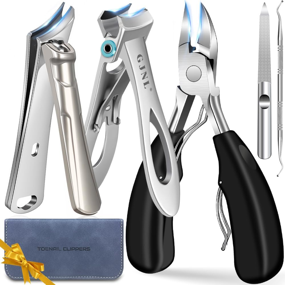 Toenail Clippers for Seniors Thick Toenails, Heavy Duty Large Toe Nail Clippers for Men Thick Nails with Wide Opening, Sharp Ingrown Toenail Clippers Nail Cutter Long Handle with Slanted Curved Blade