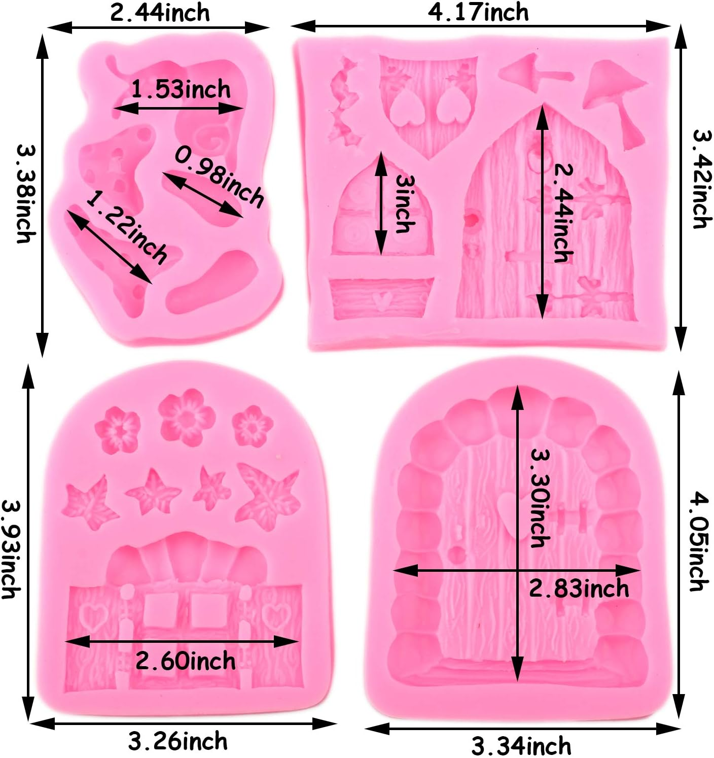 Mujiang Enchanted Vintage Fairy Garden Fairy Gnome Home Door Snail Silicone Chocolate Fondant Molds Crafting Polymer Clay Cake Decorating Set of 4 image number 3