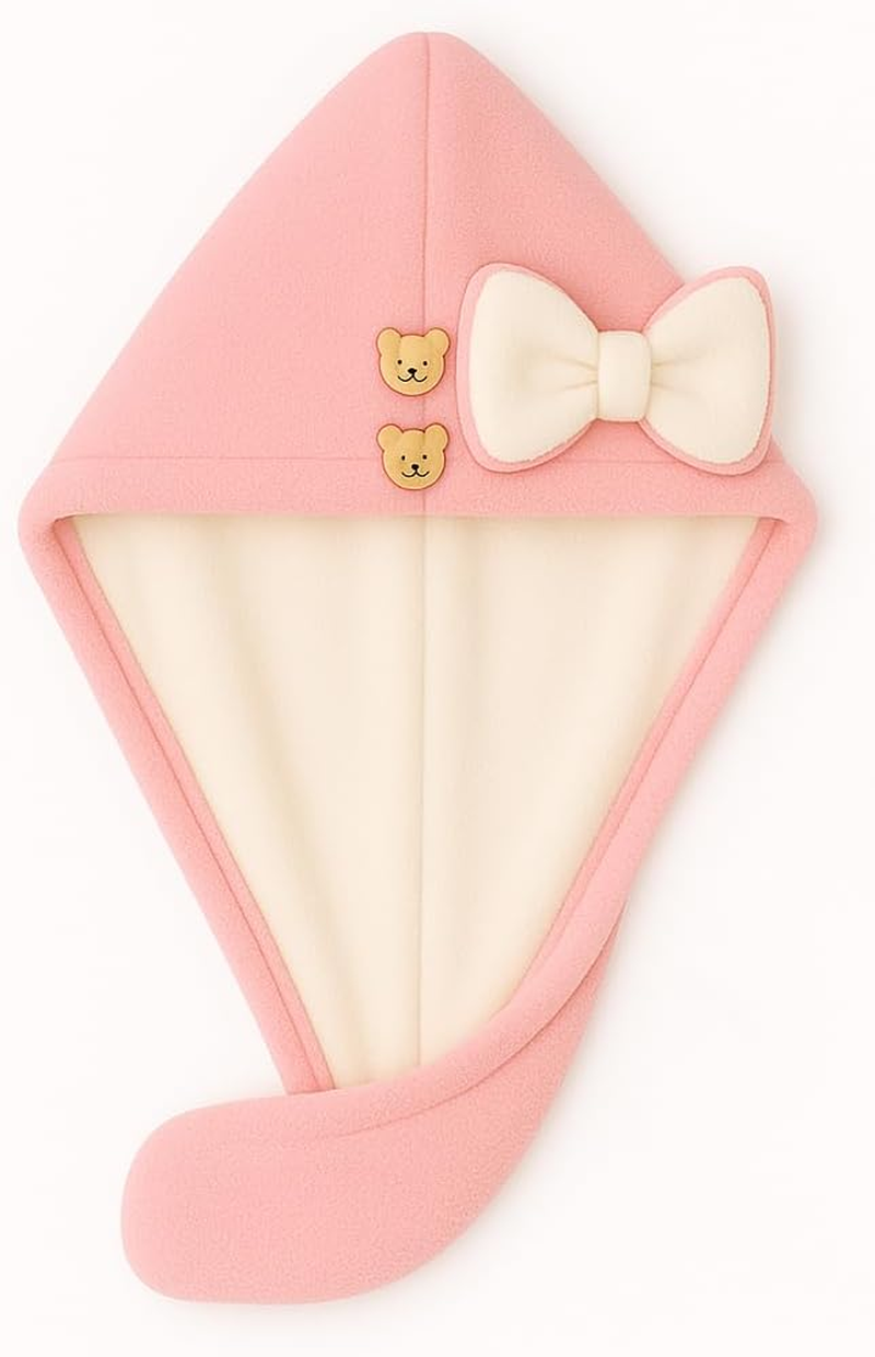 YHMLUX Women&rsquo;S Double-Layer Thick Microfiber Quick-Dry Hair Towel Turban with Adjustable Snap Button &ndash; Ultra-Absorbent Bath Cap for Long Hair (Pink)