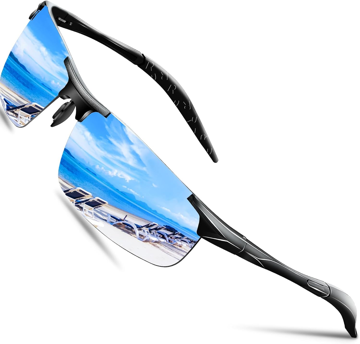 DADA-PRO Polarised Sunglasses Mens Running Driving Cycling Sports Wrap around Sun Glasses Designer UV Protection Mirrored Shades for Fishing Hiking 8177