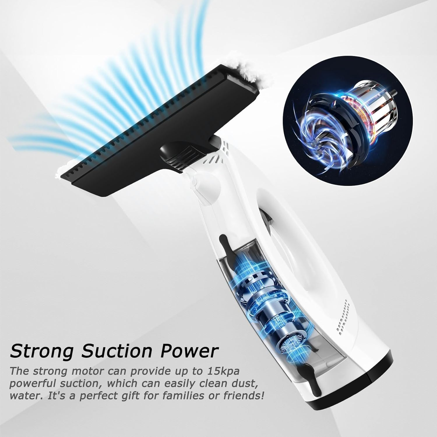 Posuu Window Vacuum Squeegee, 3 in 1 Cordless Window Vacuum Cleaner, Rechargeable Window Vac with Spray/Squeegee/Vacuum, Electric Squeegee for Windows, Tiles, Mirrors, Car Windshield image number 1