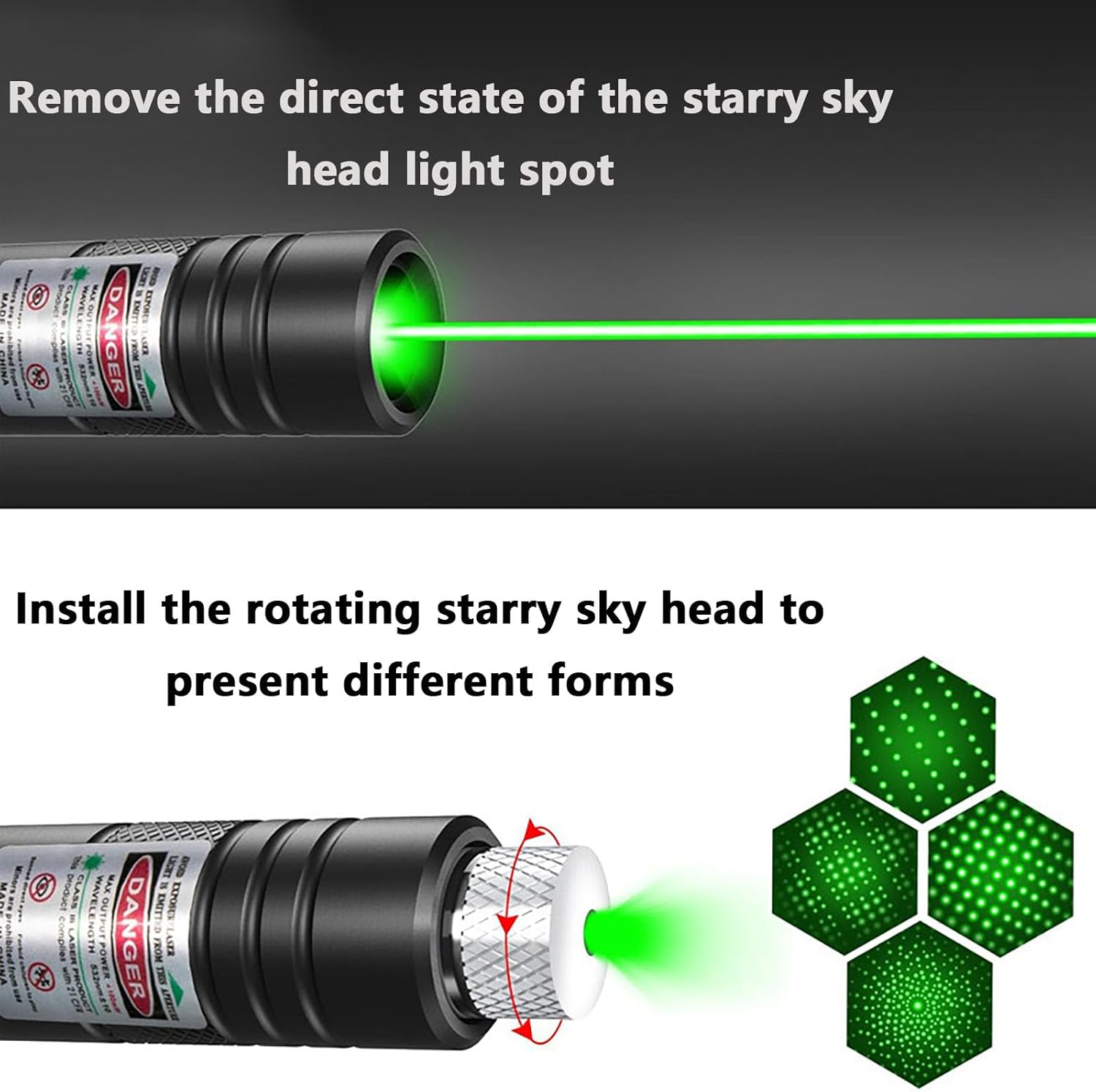 SYGELER USB Rechargeable 1000LM Green Laser Light - 500M Beam Distance,For Camping/Hunting/Gaming/Indoor Activities image number 2