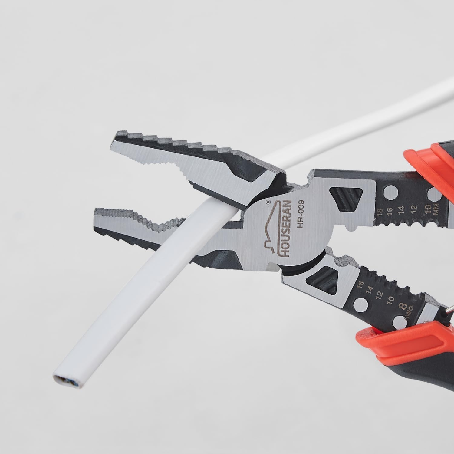 HOUSERAN Linemans Pliers, Combination Pliers with Wire Stripper and Crimper, 8.3 Inch Lineman Plier, Spring Loaded with Safety Lock, 5-In-1 Linesman Pliers for Cutting, Crimping, Stripping image number 2