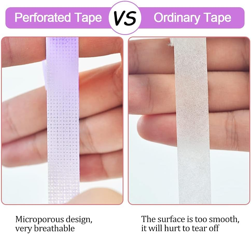 6 Rolls Lash Extension under Eye Tape Kalolary Breathable Fabric Eyelash Tape Micropore Adhesive Tape for Eyelashes Extension Supply Individual Eye Lashes Tools (Purple)