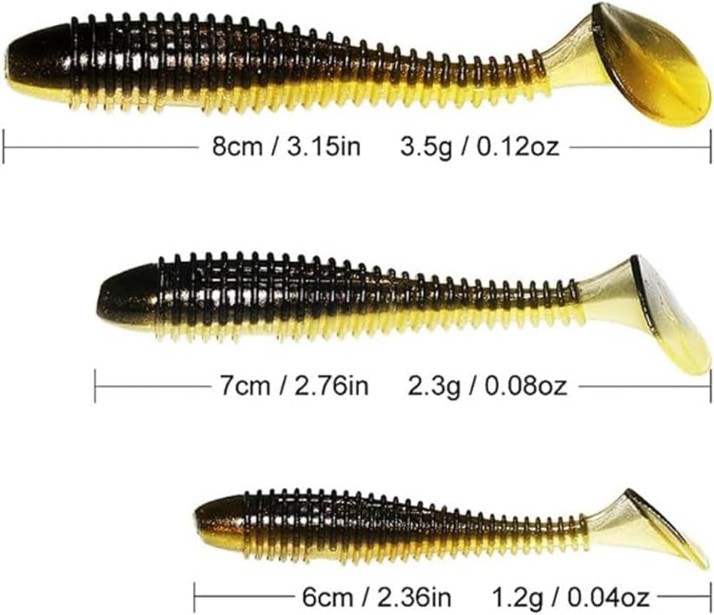 50Pcs Paddle Tail Swim Baits, Durable Soft Plastic Swimbait Paddle Tail Swimbait Soft Fishing Lures,Bass Trout Walleye Crappie Fishing Bait for Saltwater/Freshwater image number 1