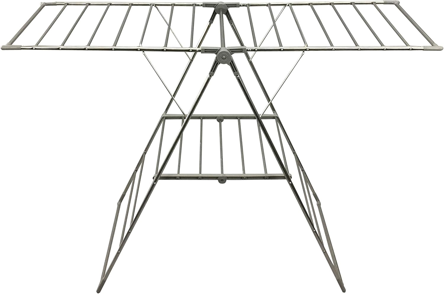 L.T. Williams Clothes Drying Rack, with Sock Clips, Metal Laundry Rack, Foldable, Space-Saving, Free-Standing Airer, with 2 Height-Adjustable Gullwings, Indoor Outdoor Us - White image number 4