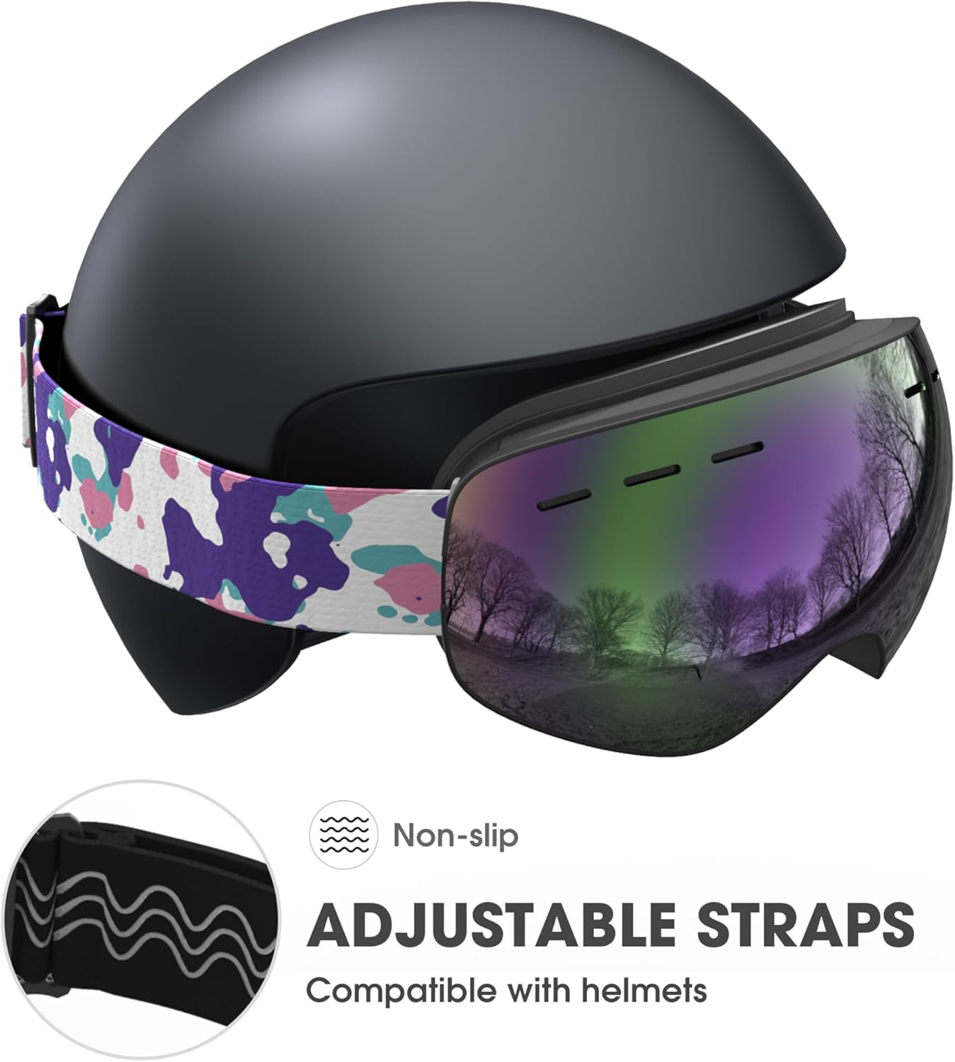 ACURE Ski Goggles, OTG Frameless Snow Snowboard Goggles of Dual Lens with anti Fog & UV400 Protection for Men, Women, Youth image number 4