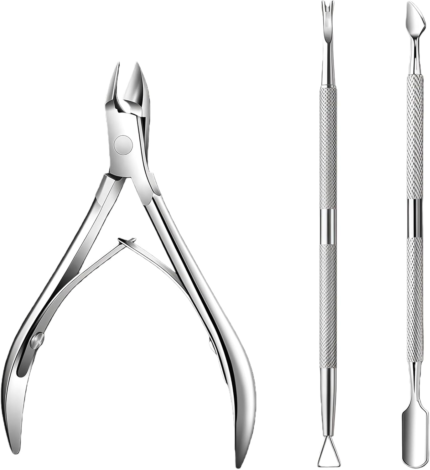 Teccfly Cuticle Trimmer with Cuticle Pusher,Stainless Steel Manicure Pedicure Tool Set,Professiona Cutter Nipper Scissor Clipper for Fingernails & Toenails​ image number 2