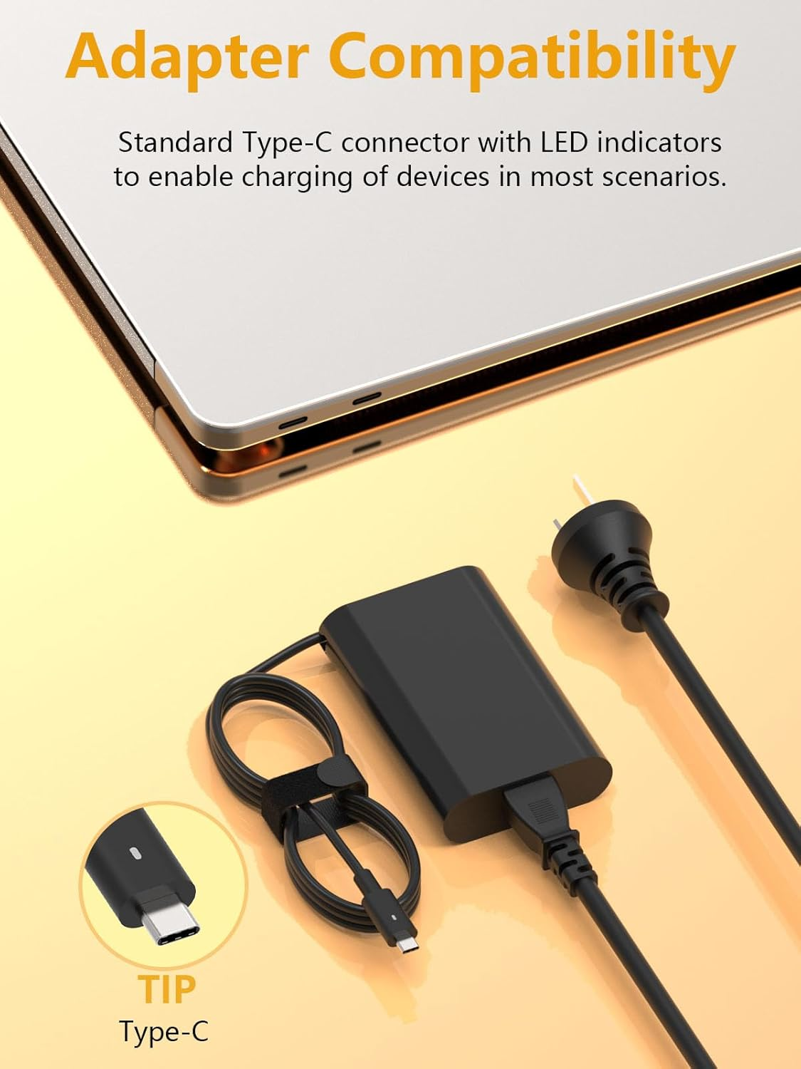 65W USB C Laptop Charger Compatible with DELL XPS 13 15 9350 9360 9365 9370 9380, DELL Latitude 5430 7430 5420 5520 5410 5530 5330 7320 7420 2-In-1 Chromebook 3100 Type C Computer Power Adapter Cord image number 4