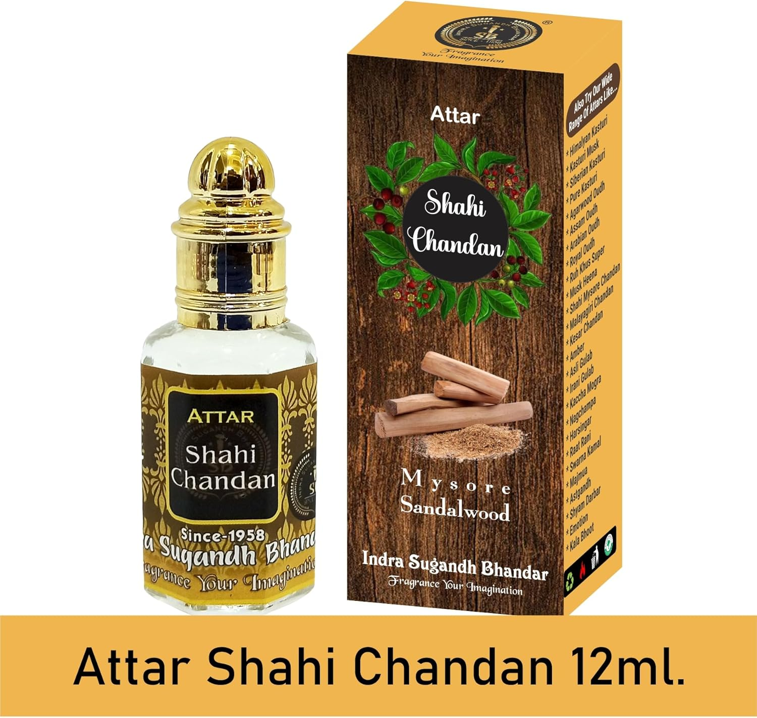 INDRA SUGANDH BHANDAR Attar for Men|Women Shahi Chandan Real Mysore Sandalwood Long Lasting Fragrance 12Ml Rollon Pack image number 6