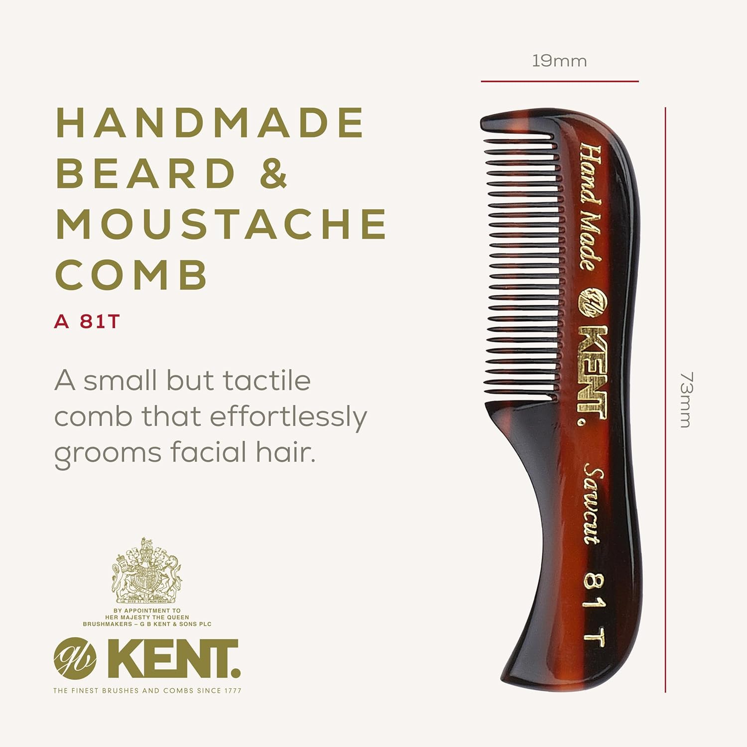 Kent Beard and Moustache Hair Comb, 73 Mm Length (Pack of 2) image number 2