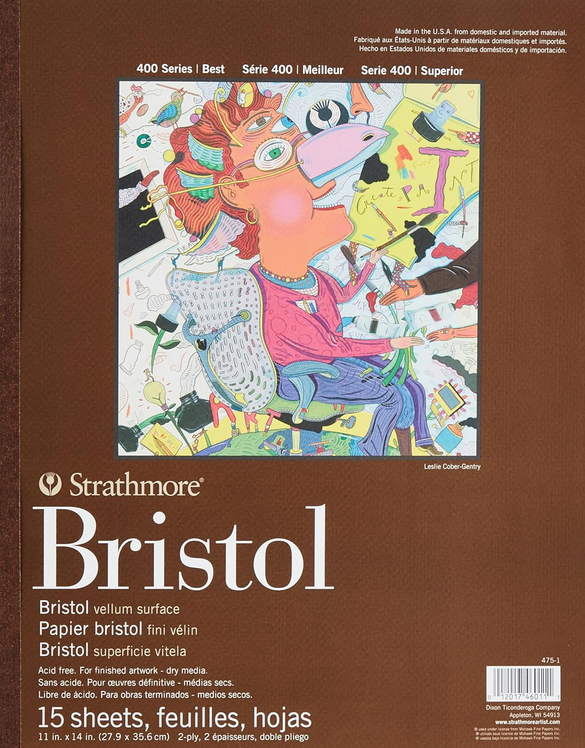 Strathmore 475-3, 400 Series Bristol, 2-Ply Vellum, 9"X12" Tape Bound, 15 Sheets image number 1
