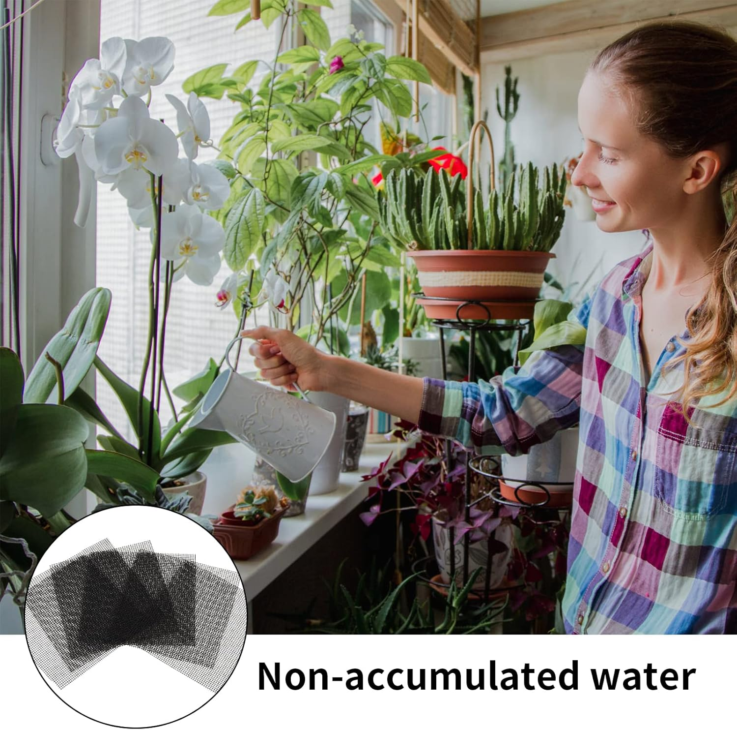 50Pcs Plastic Bonsai Cover Nets, Flower Pot Mesh Pad, Bonsai Grid, Garden Drainage Mesh, for Flower Pot or Plant Pot Saucer (10 X 10 Cm) image number 2