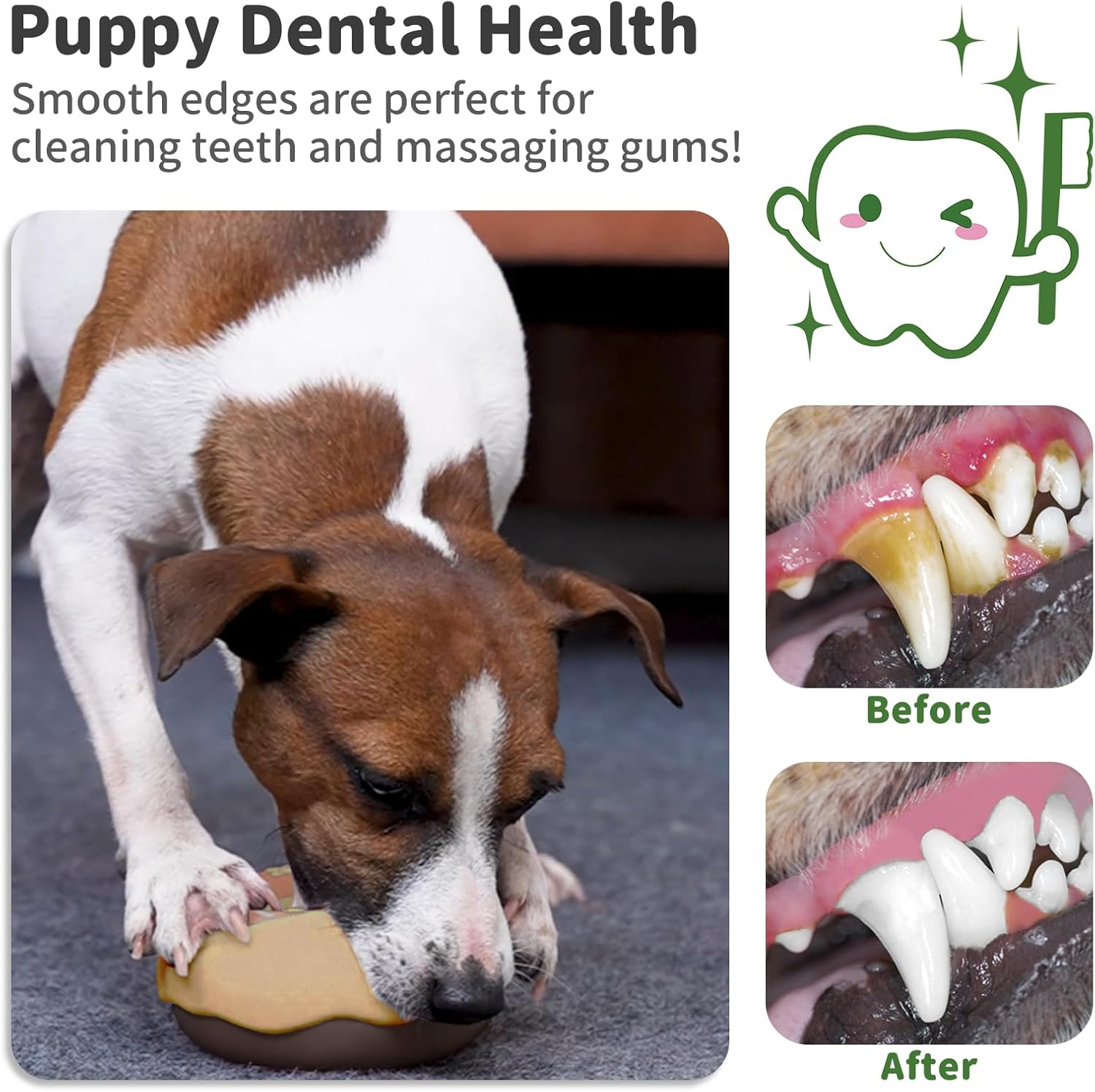 Joybruko Dog Toys for Aggressive Chewers, Indestructible Squeaky Chew Toy to Keep Them Busy, Interactive Rubber Donut with Milk Flavor & Bounce, Teeth Cleaning for Small Medium Large Breed, Brown image number 4