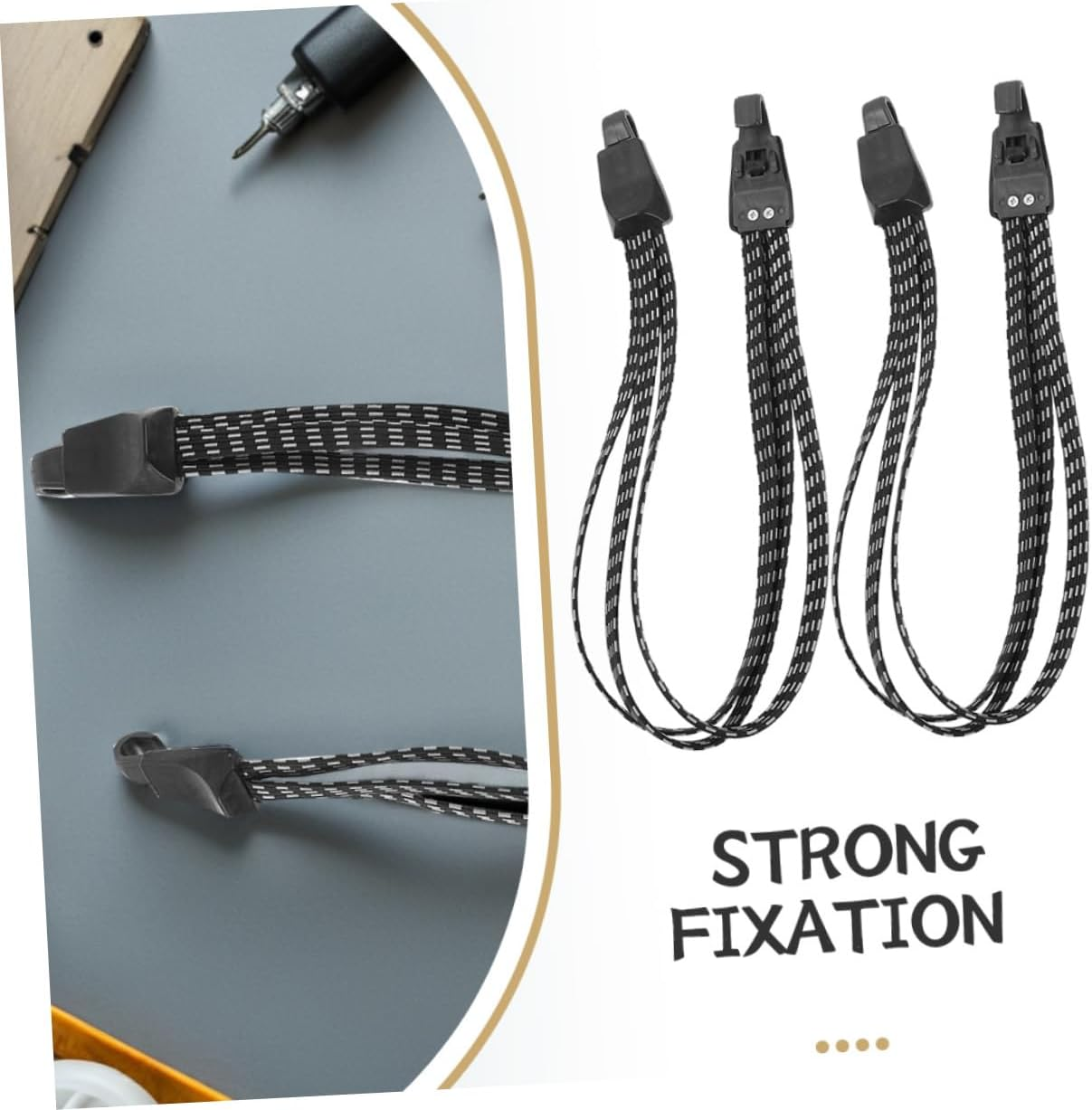 DINHEAROM 4Pcs Elastic Tie down Straps for Bikes Lightweight Flat Bungee Cords for Travel and Mountain Bike Luggage Securement Binding Rope for Bicycle Rack Stability image number 4