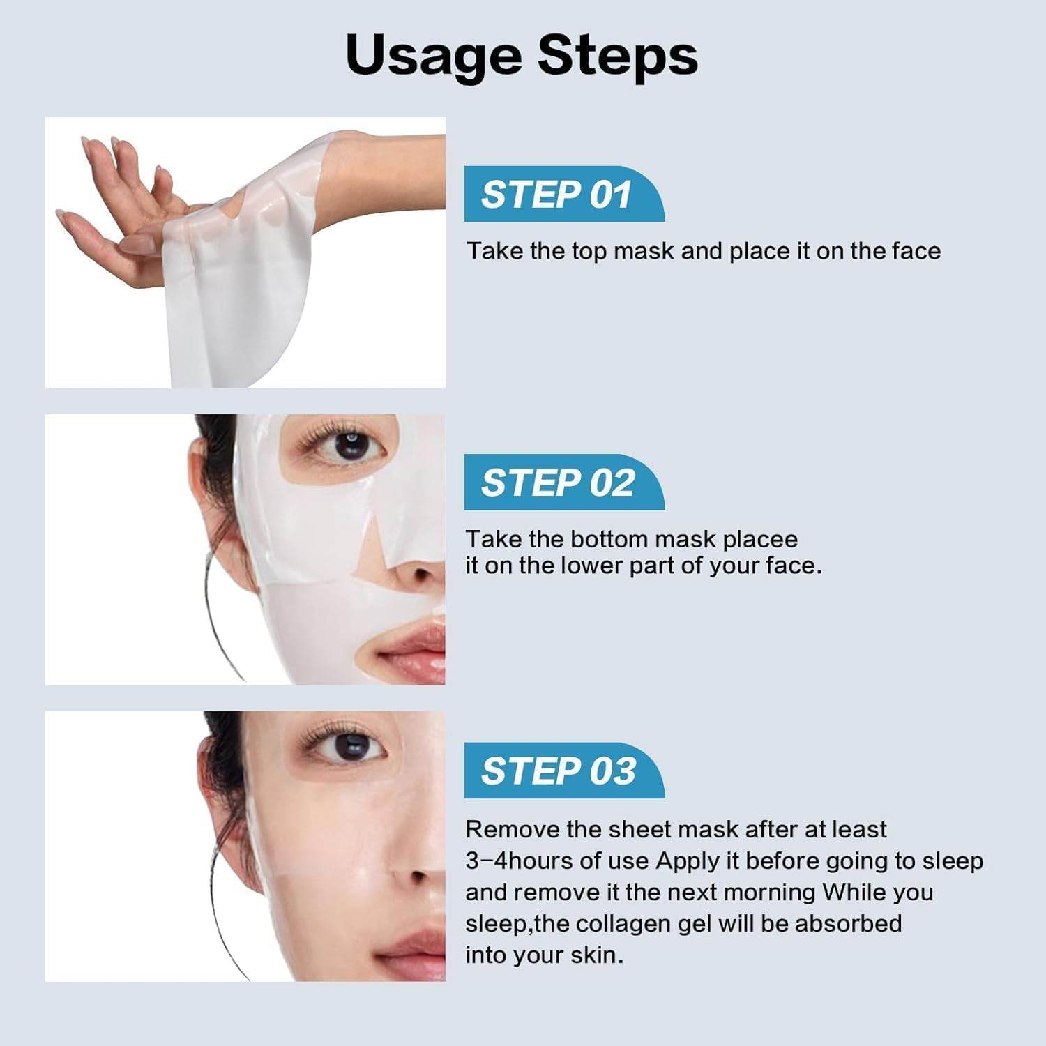 Deep Collagen Wrinkle Lifting Mask 4Pcs, Facial Masks for Overnight Firming and Hydration - Pure Collagen Films for Enhanced Skin Elasticity Firming and Moisturizing