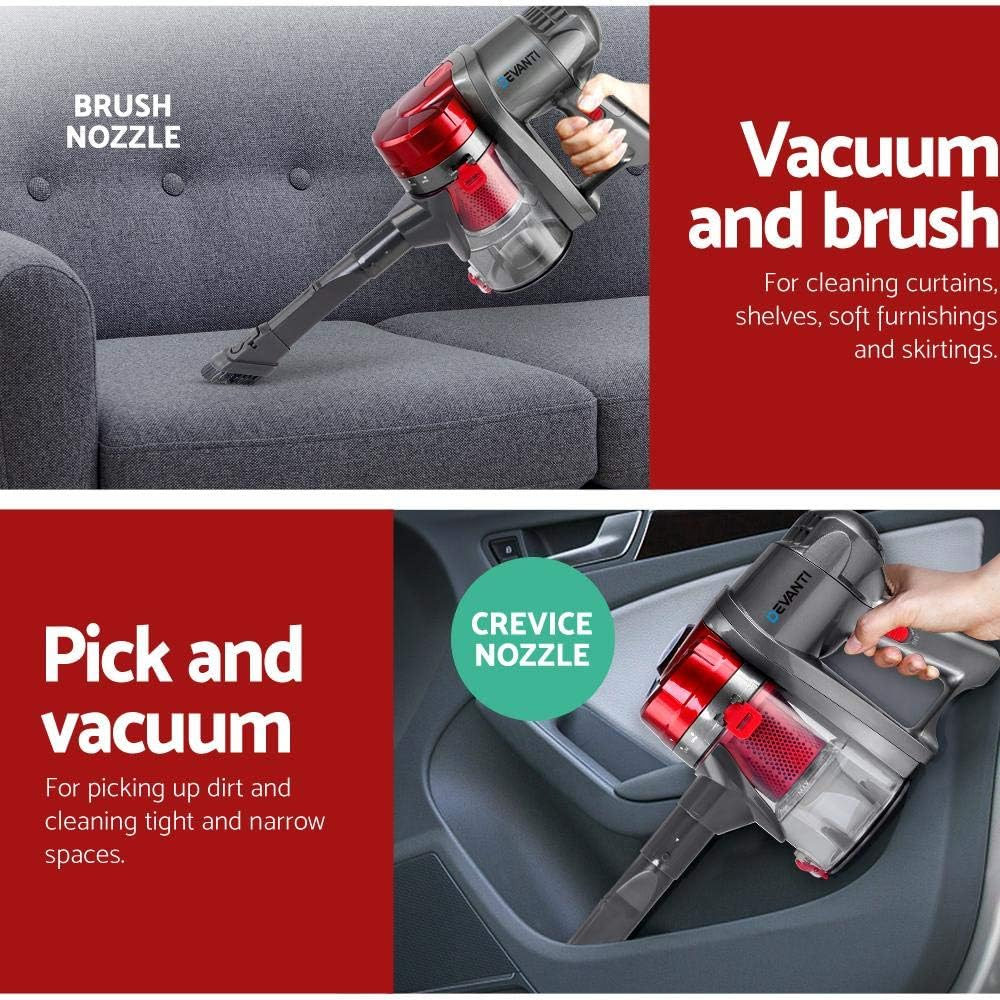 Devanti Stick Vacuum Cleaner, Corded Handheld Bagless Vacuum with Strong Suction, Ultra-Light Compact Design for Home, Car & Stairs &ndash; Red image number 2