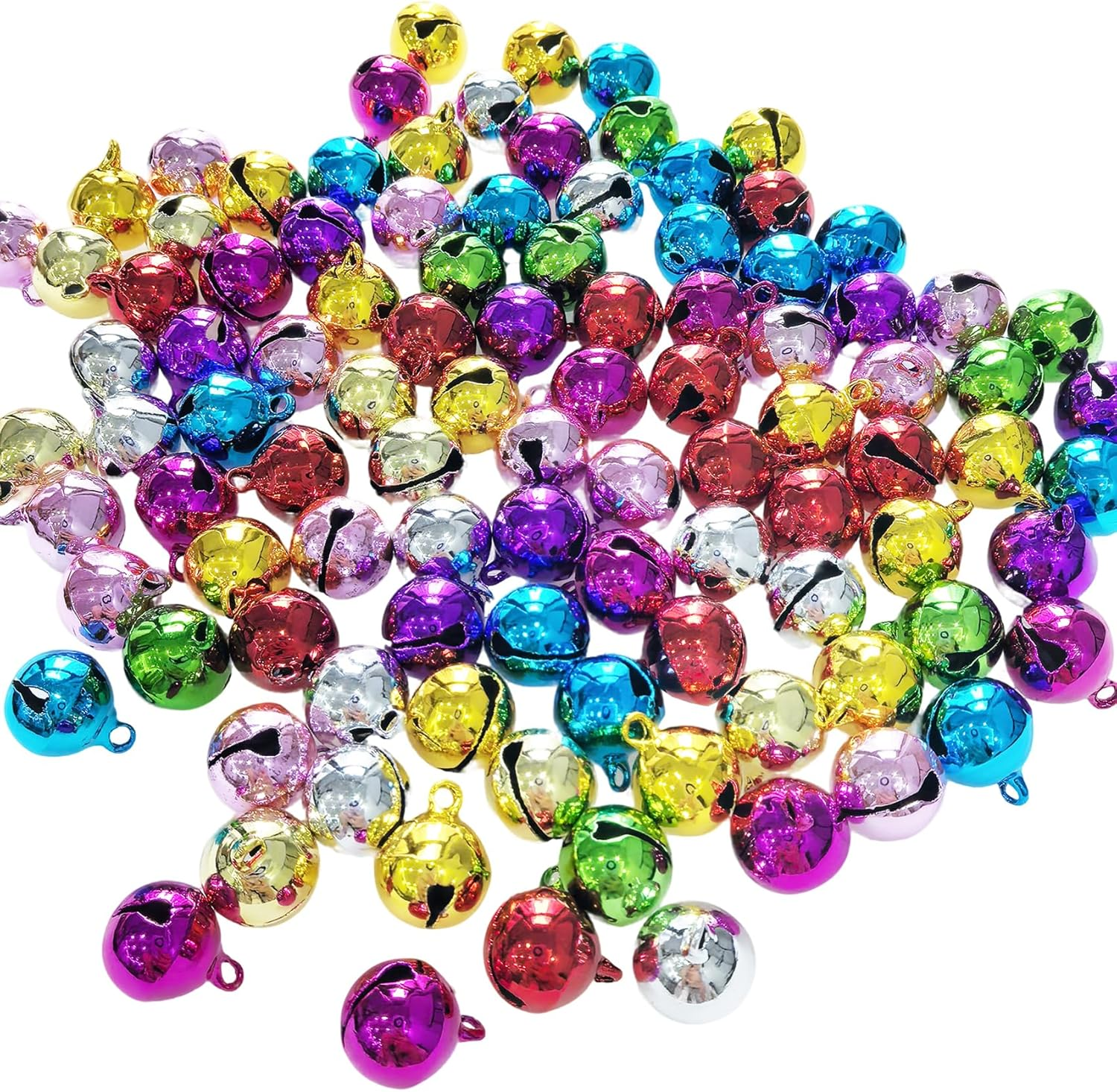 300PCS Jingle Bells with Storage Box, Small Bell Mini Bells, Craft Bells, DIY Bells for Wreath, Christmas, Holiday Home Party & Festival Decorations and Jewelry Making, 10 Mm, 5 Colors