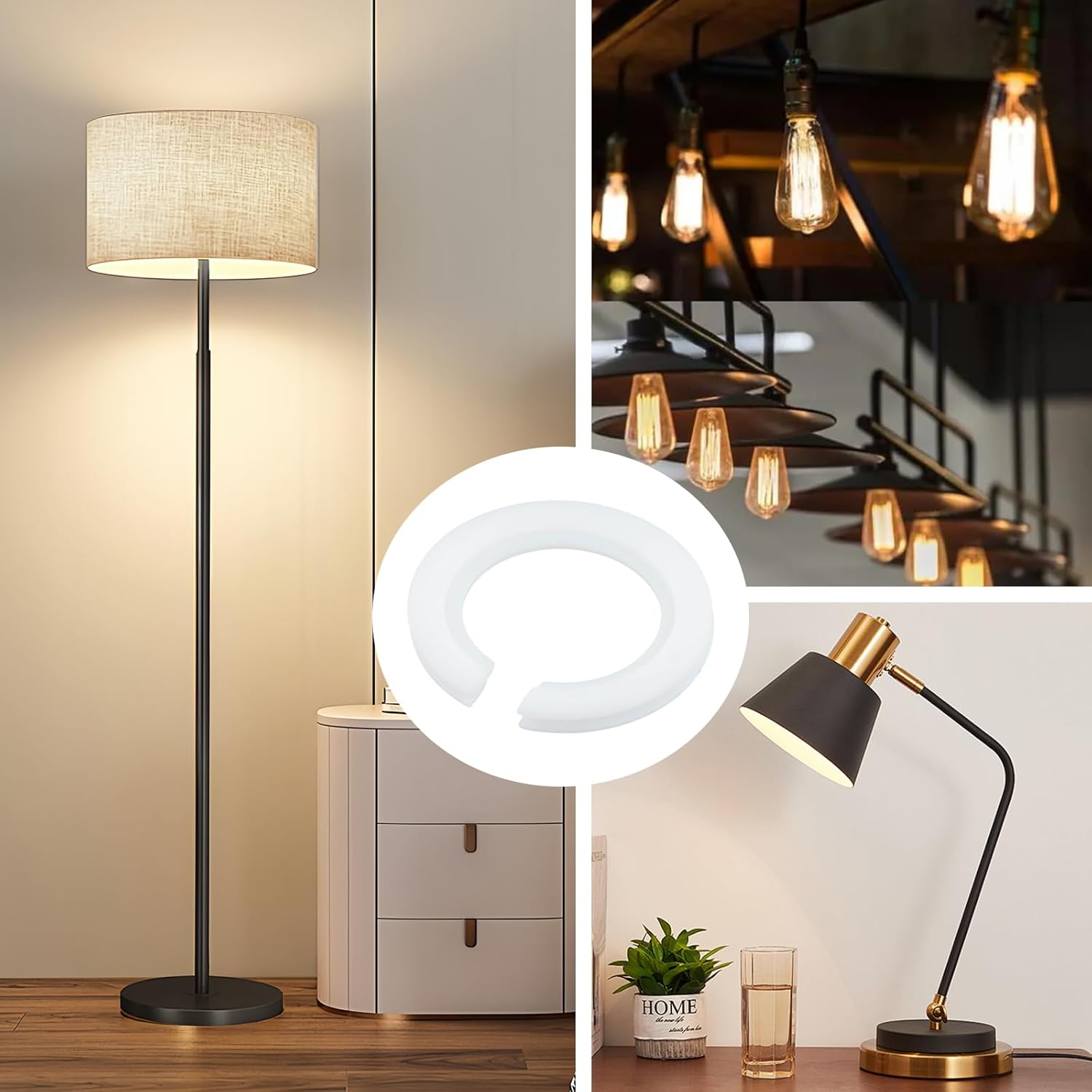 Lampshade Ring Converter, 8 Pieces E27 to E14 Lampshade Reducing Ring Adapter, Lamp Ring Reducing Ring for Fitting Screw Lampshades to Bayonet (White) image number 3